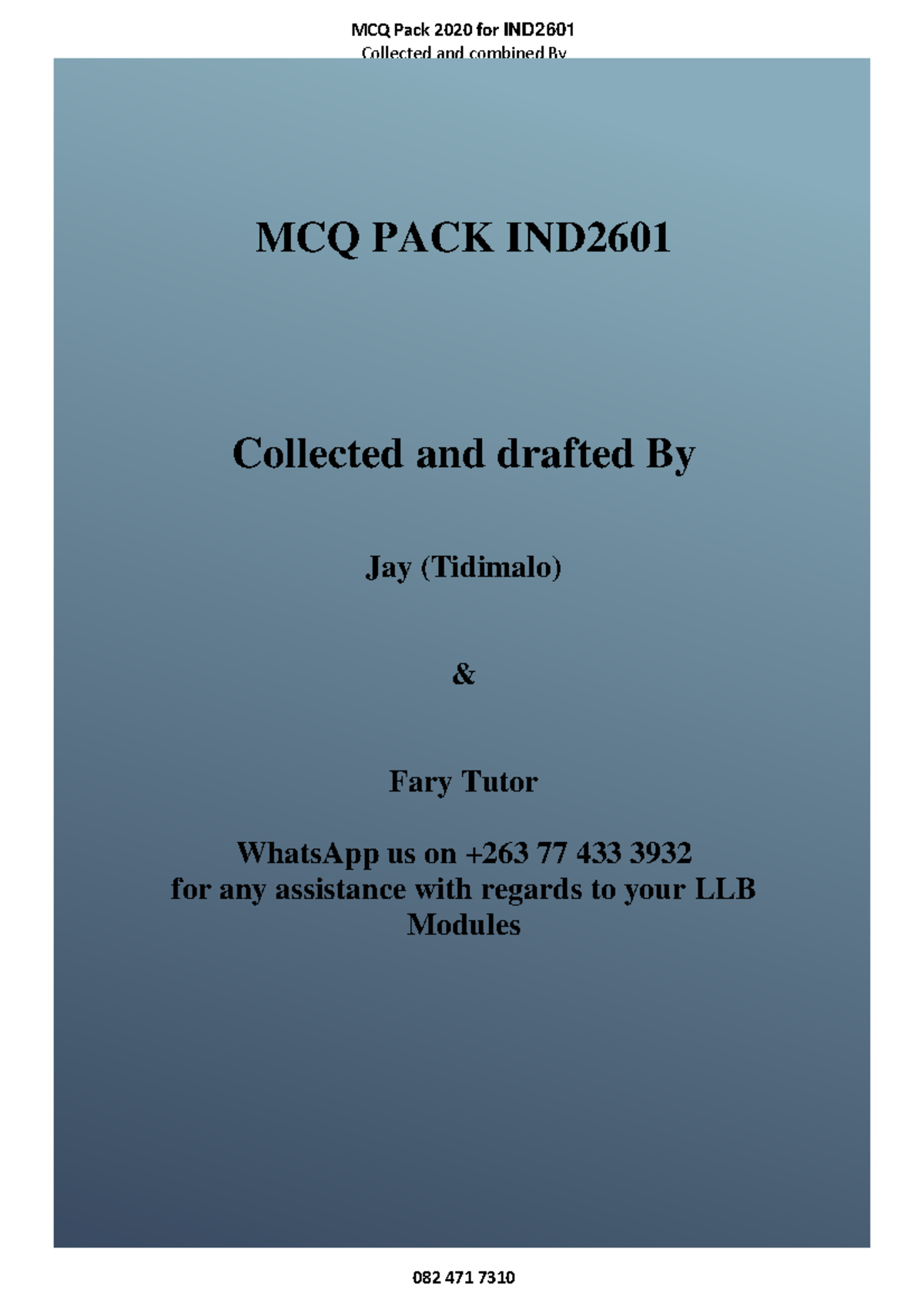 IND2601 Exam Pack - Questions And Answers From 2019 And 2020 On ...