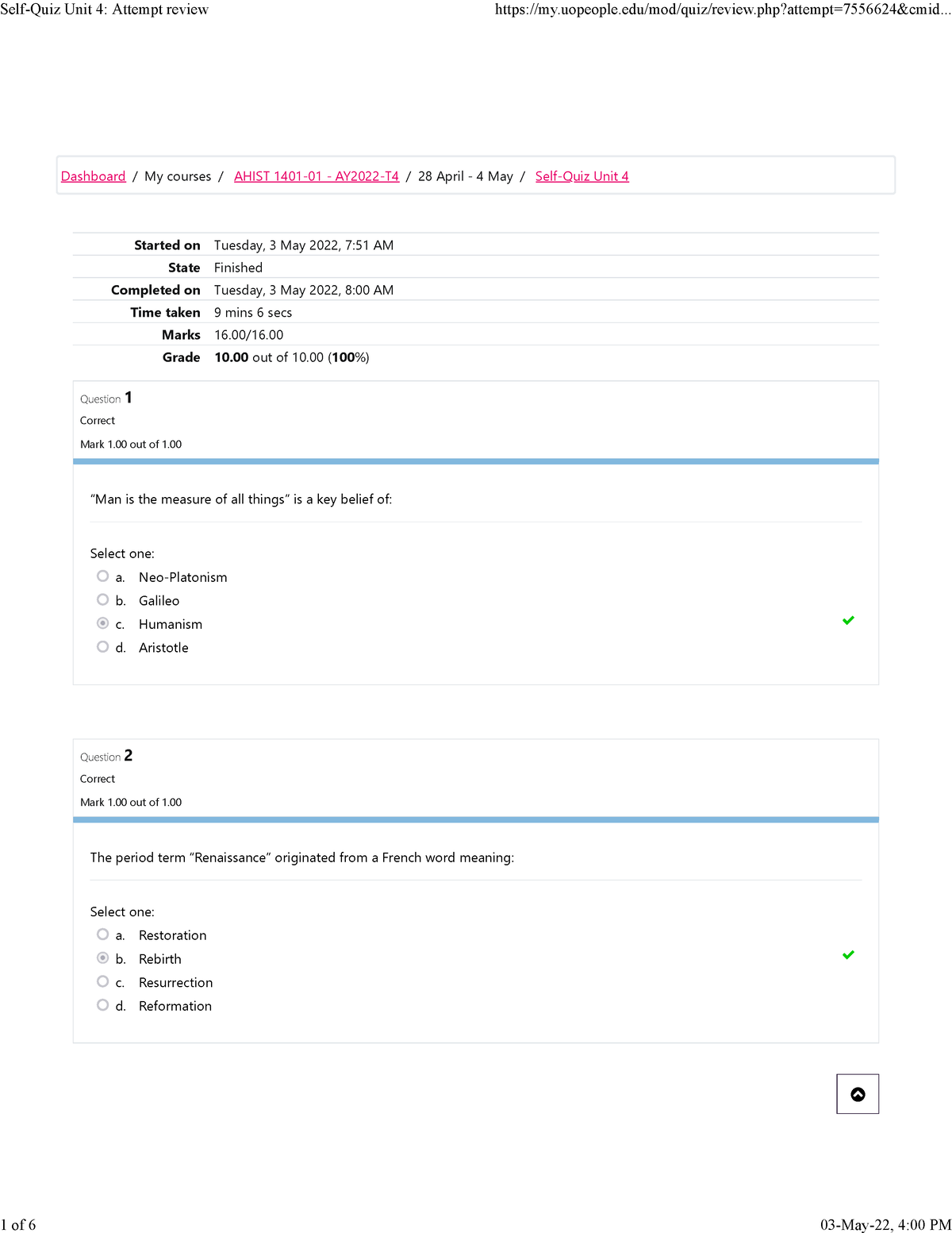 Self-Quiz Unit 4 Attempt Review - Started On Tuesday, 3 May 2022, 7:51 ...