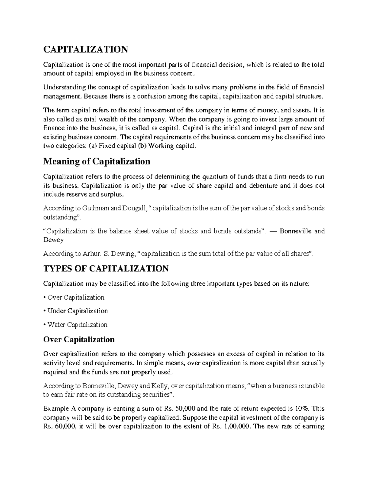 Capitalization - Summarise - CAPITALIZATION Capitalization is one of ...