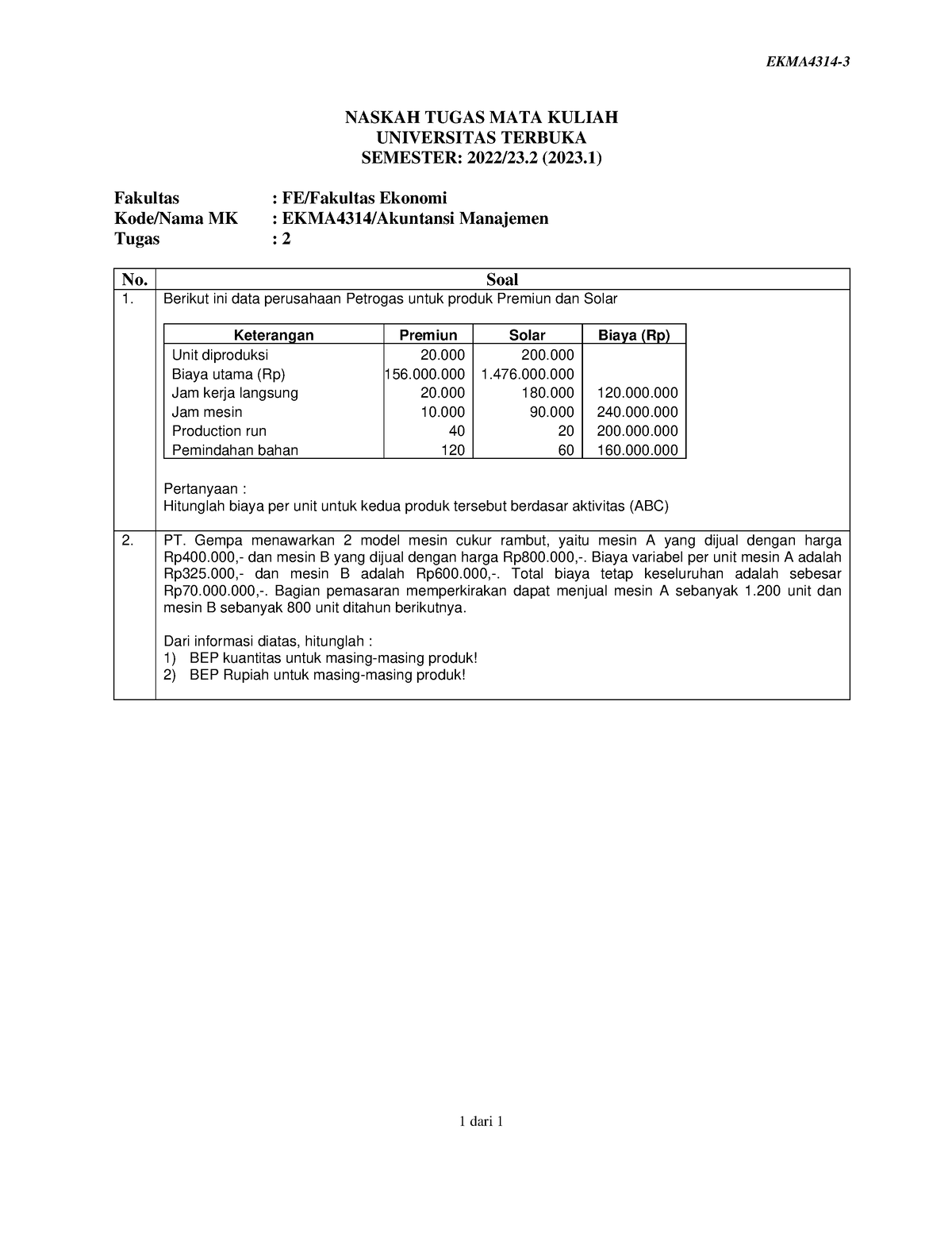 Vsoal Ekma4314 Tmk2 3 - Tugas 2 - EKMA4314- 1 Dari 1 NASKAH TUGAS MATA ...