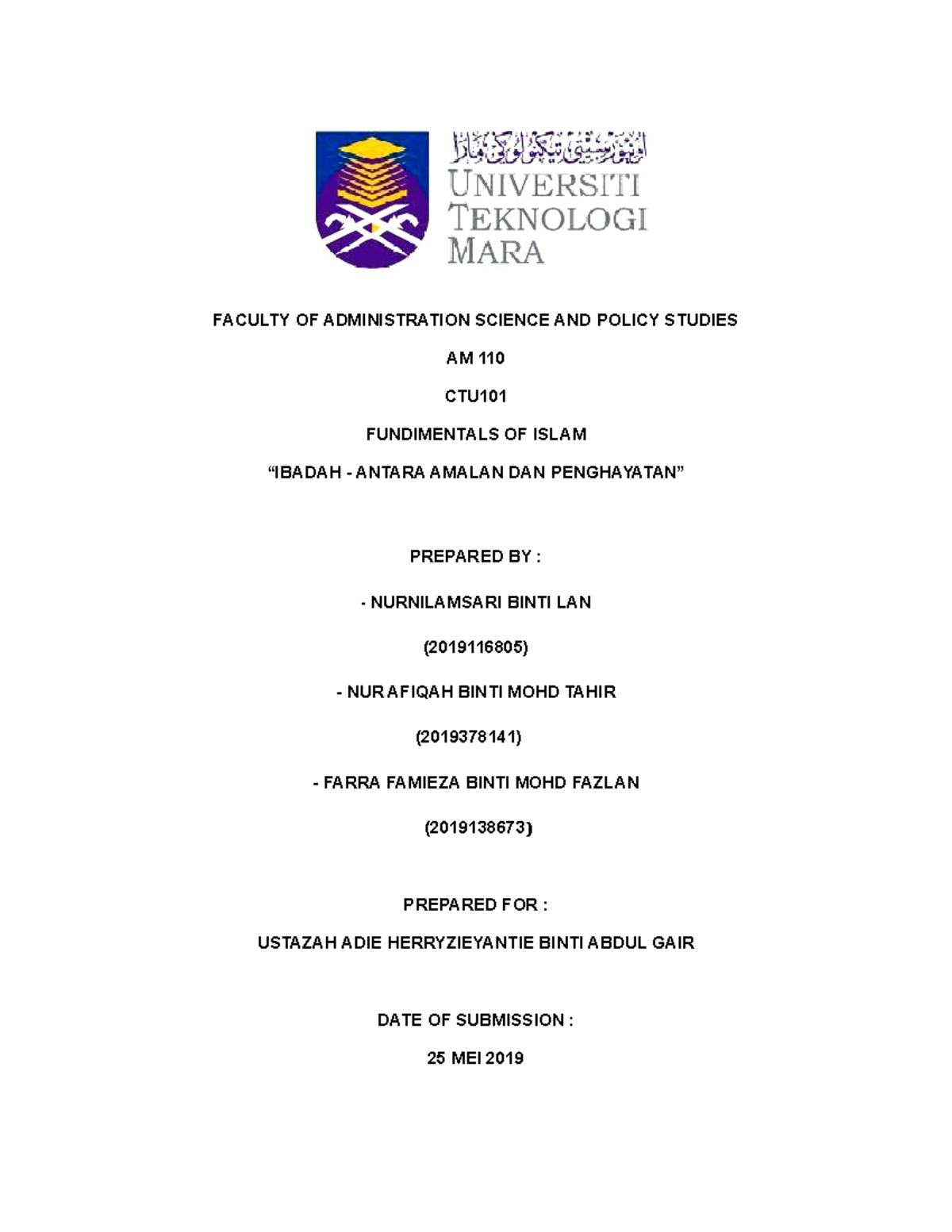 Assignment Ctu101 Uitm Faculty Of Administration Science And Policy Studies Am 110 Ctu Studocu Assignment Ctu101 Uitm Faculty Of Administration Science And Policy Studies Am 110 Ctu Studocu
