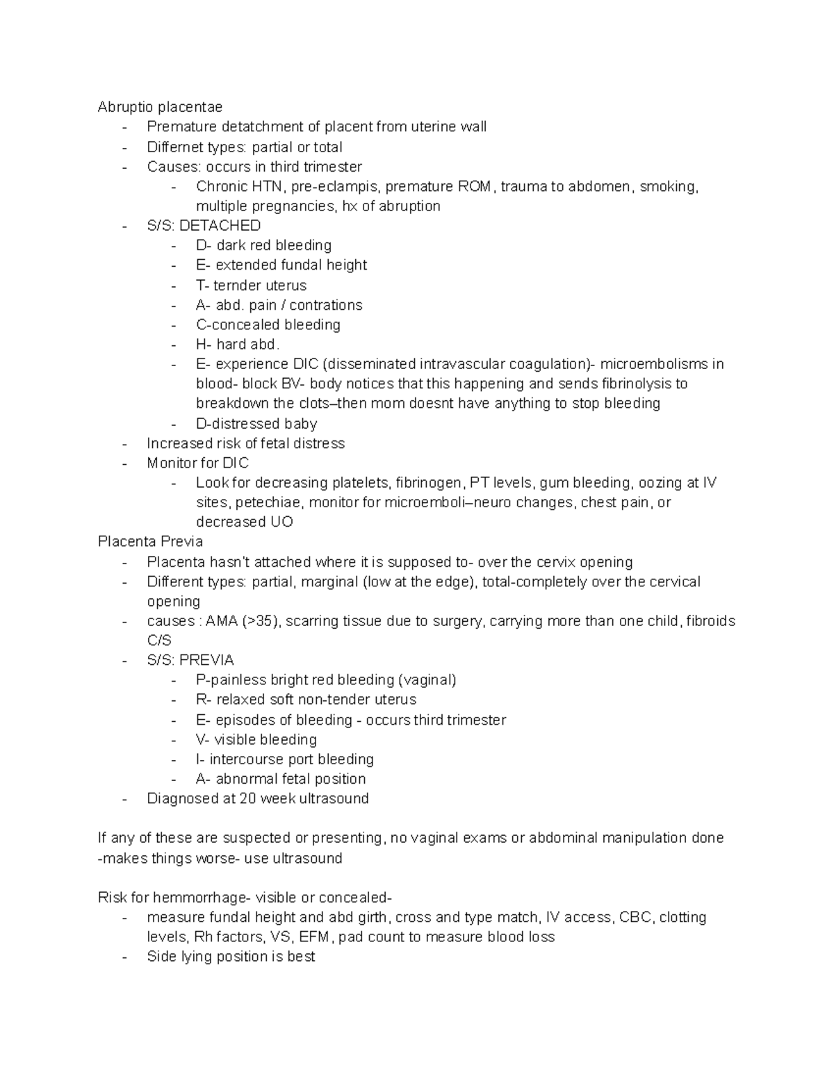 Abruptio placentae vs Placenta Previa - Abruptio placentae - Premature ...