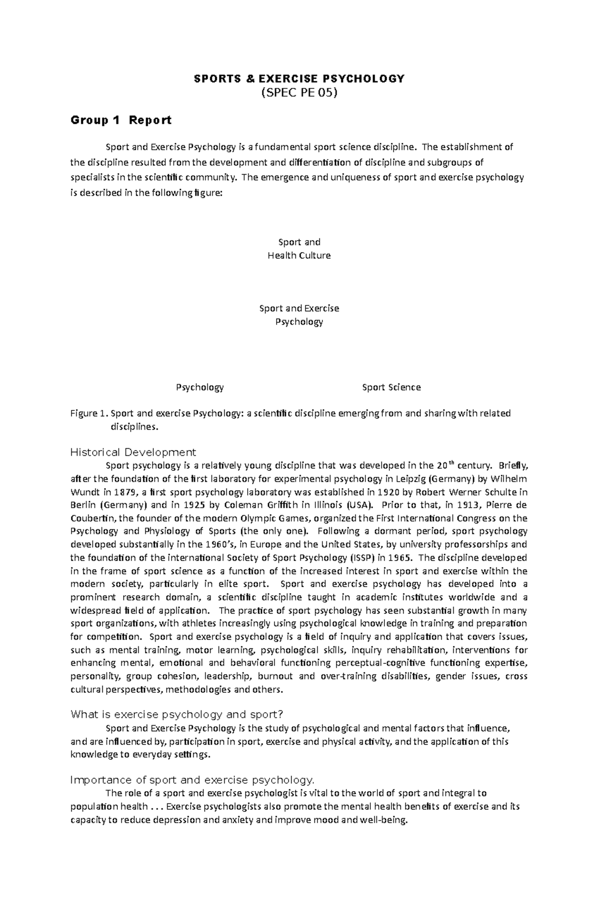 Sports- Exercise- Psychology - SPORTS & EXERCISE PSYCHOLOGY (SPEC PE 05 ...