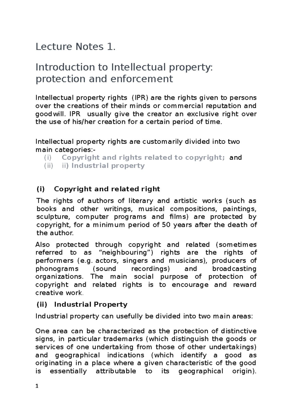 1.0 Lecture Notes 1 Intro To IP 2021 MCU - Lecture Notes 1 ...