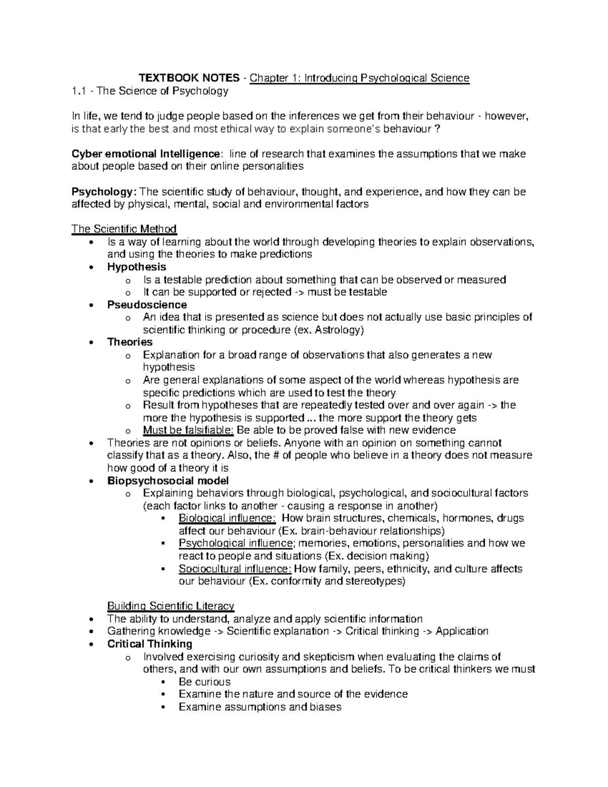 Chapter-1- Finished- Notes 2 - TEXTBOOK NOTES - Chapter 1: Introducing ...