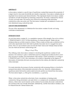 343 tiny exp 1 - LAB REPORT - ABSTRACT Concentration of the reactants ...