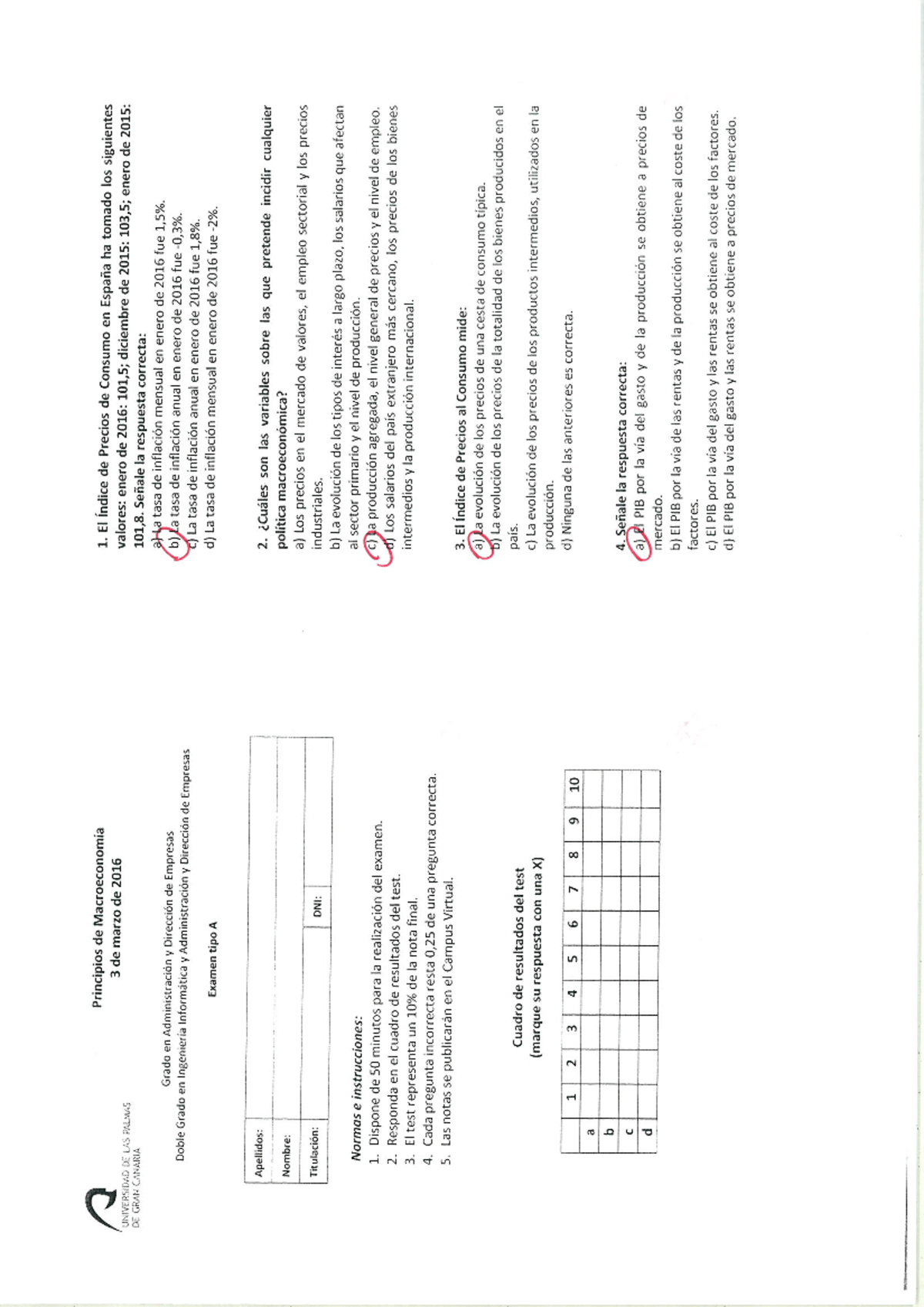 Examen Resuelto. Marzo 2016 - Principios De Macroeconomía - Studocu