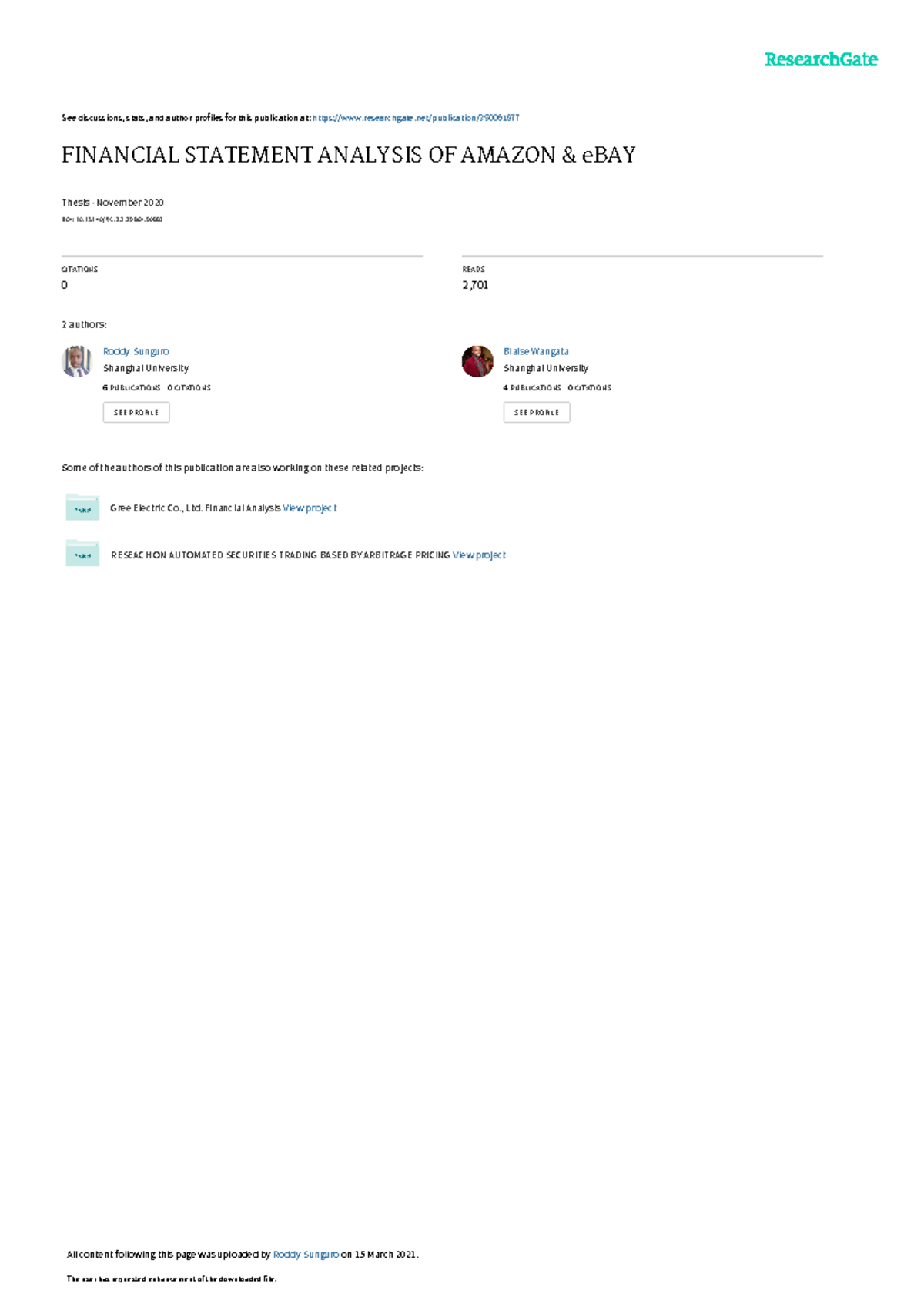Financial Analysis OF Amazon and e BAY - See discussions, stats, and ...