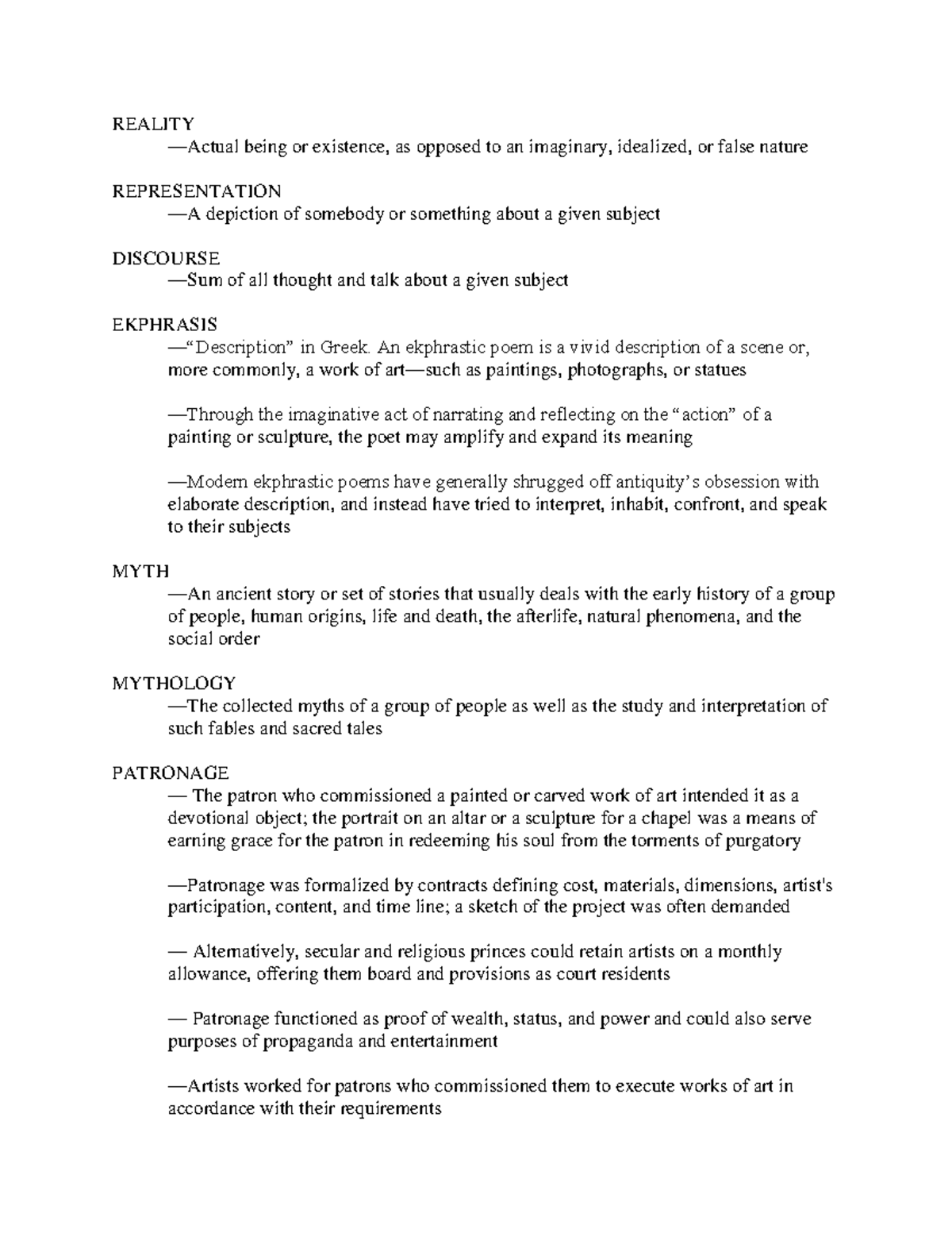 A1 Notes 1 - REALITY —Actual being or existence, as opposed to an ...