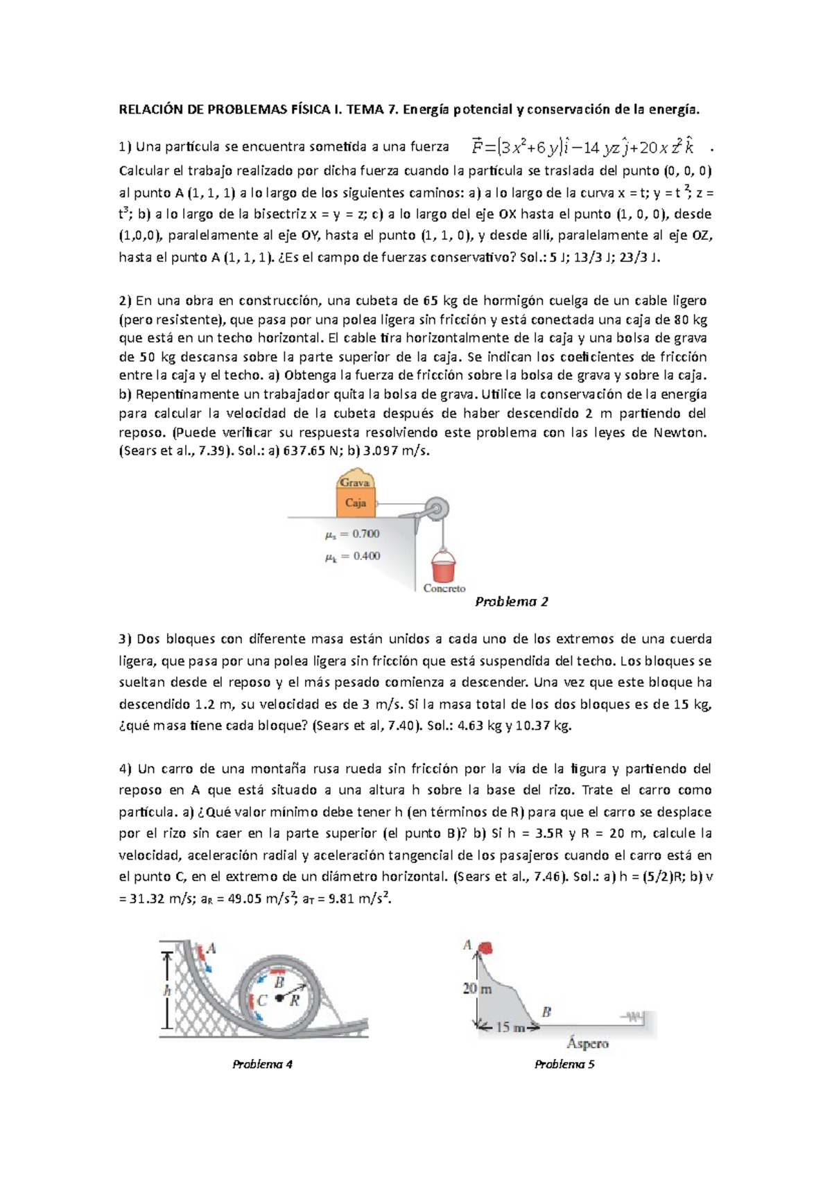 Relacion Problemas-07 Energia Potencial Y Conservacion De La Energia ...