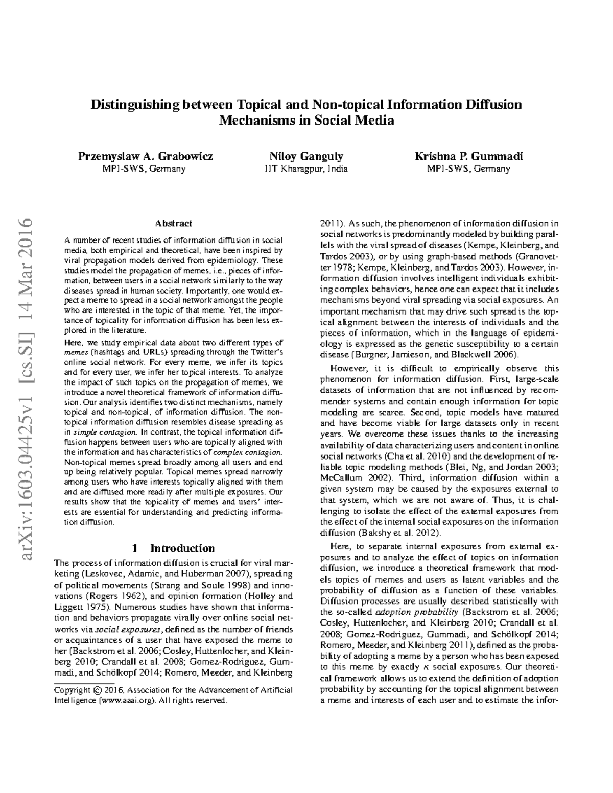 Topical and Nontopical Information Diffusion Mechanisms in Social Media ...