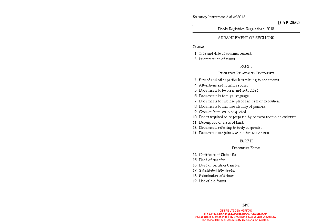 Statutory Instrument 236 of 2018 Deeds Registries Regulations, 2018 r ...
