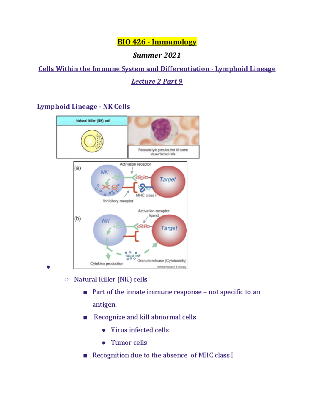 BIO 426 Lecture 2 Part 9 - Summer 2021 - BIO 426 - Immunology Summer ...