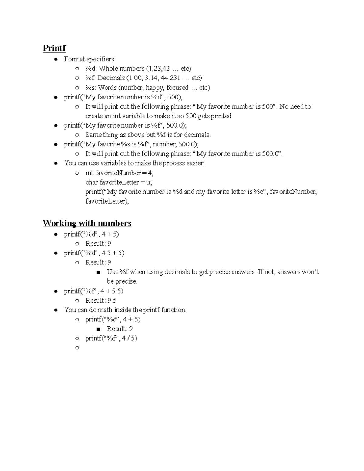 C Programming Tutorial for Beginners - Girrafe Academy Notes - Printf ...