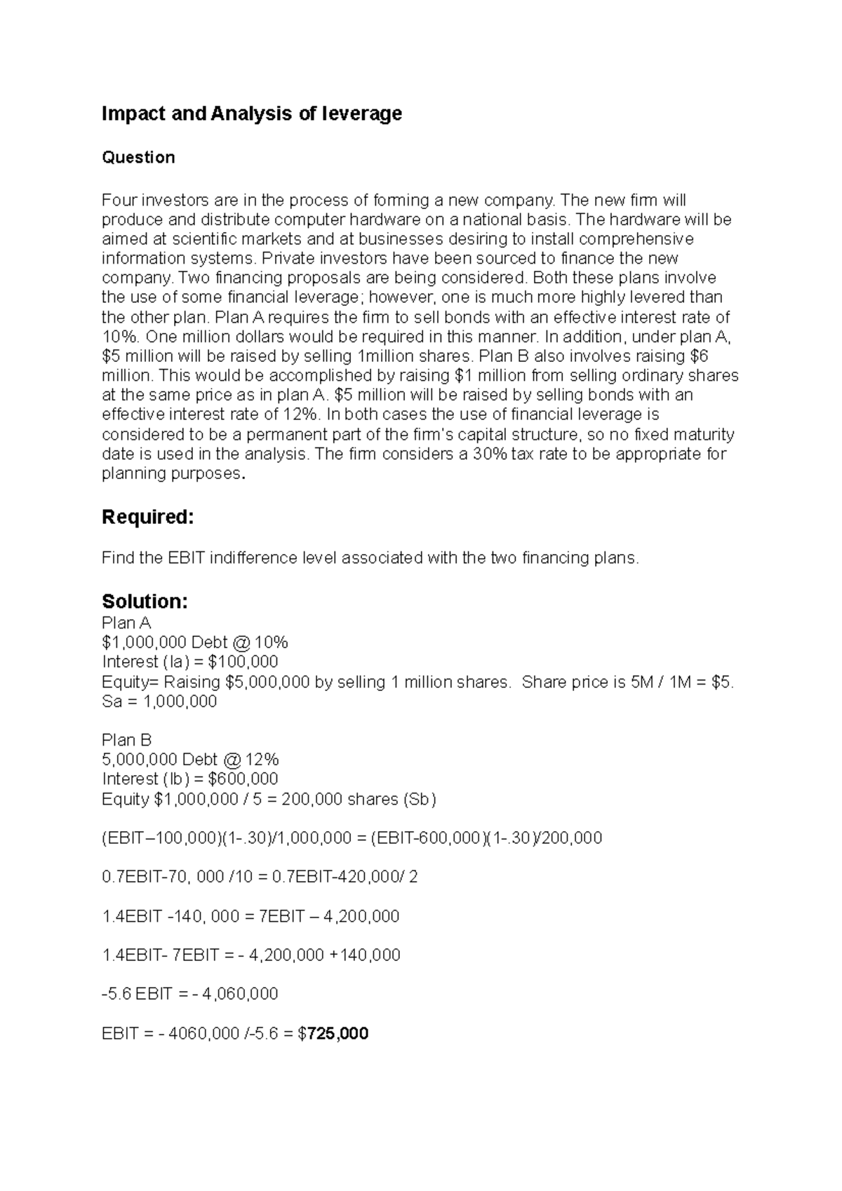 Bao2001 examrevisionfile 2018 - Impact and Analysis of leverage ...