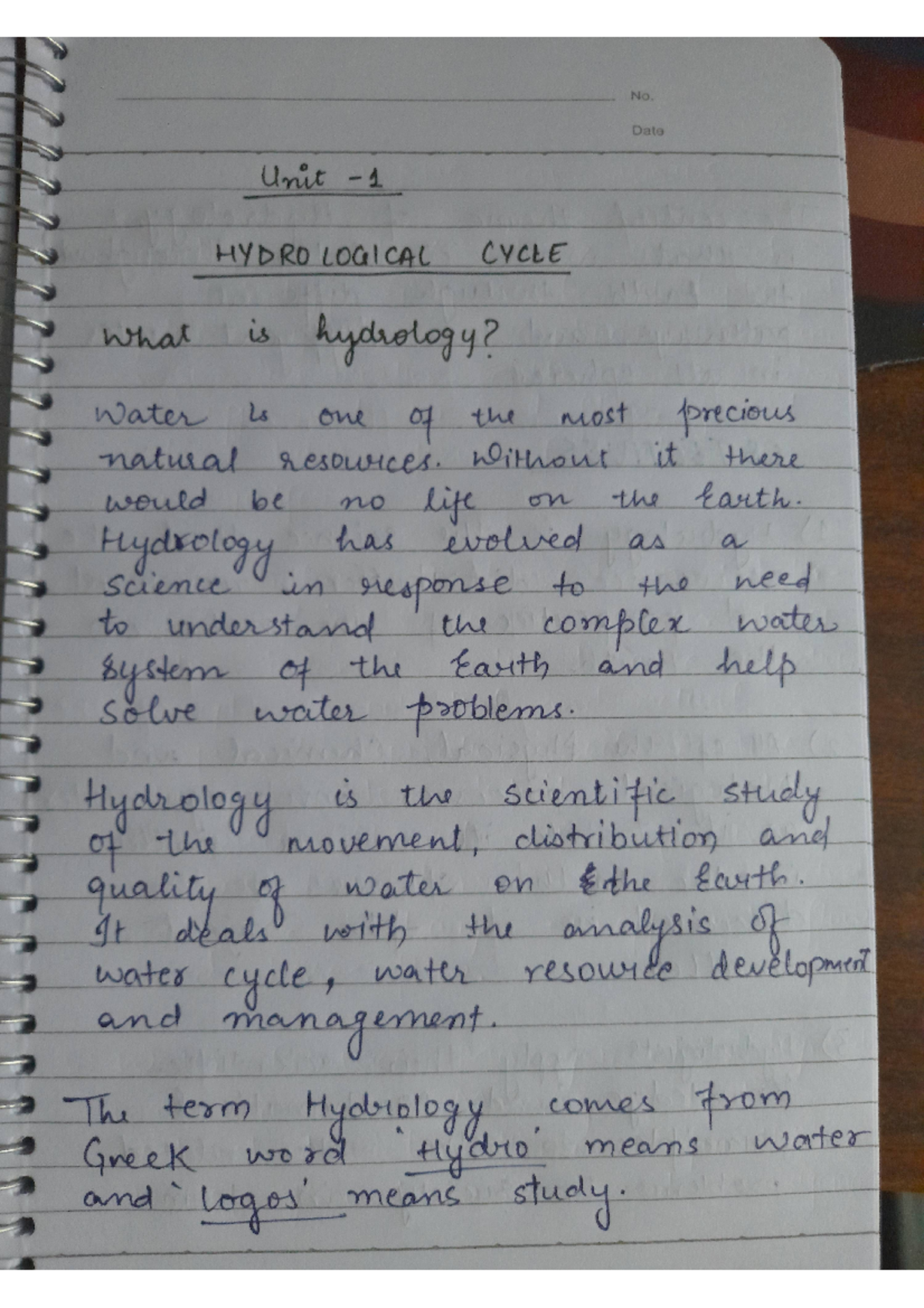 Hydrological cycle unit 1 - B a geography - Delhi University - Studocu