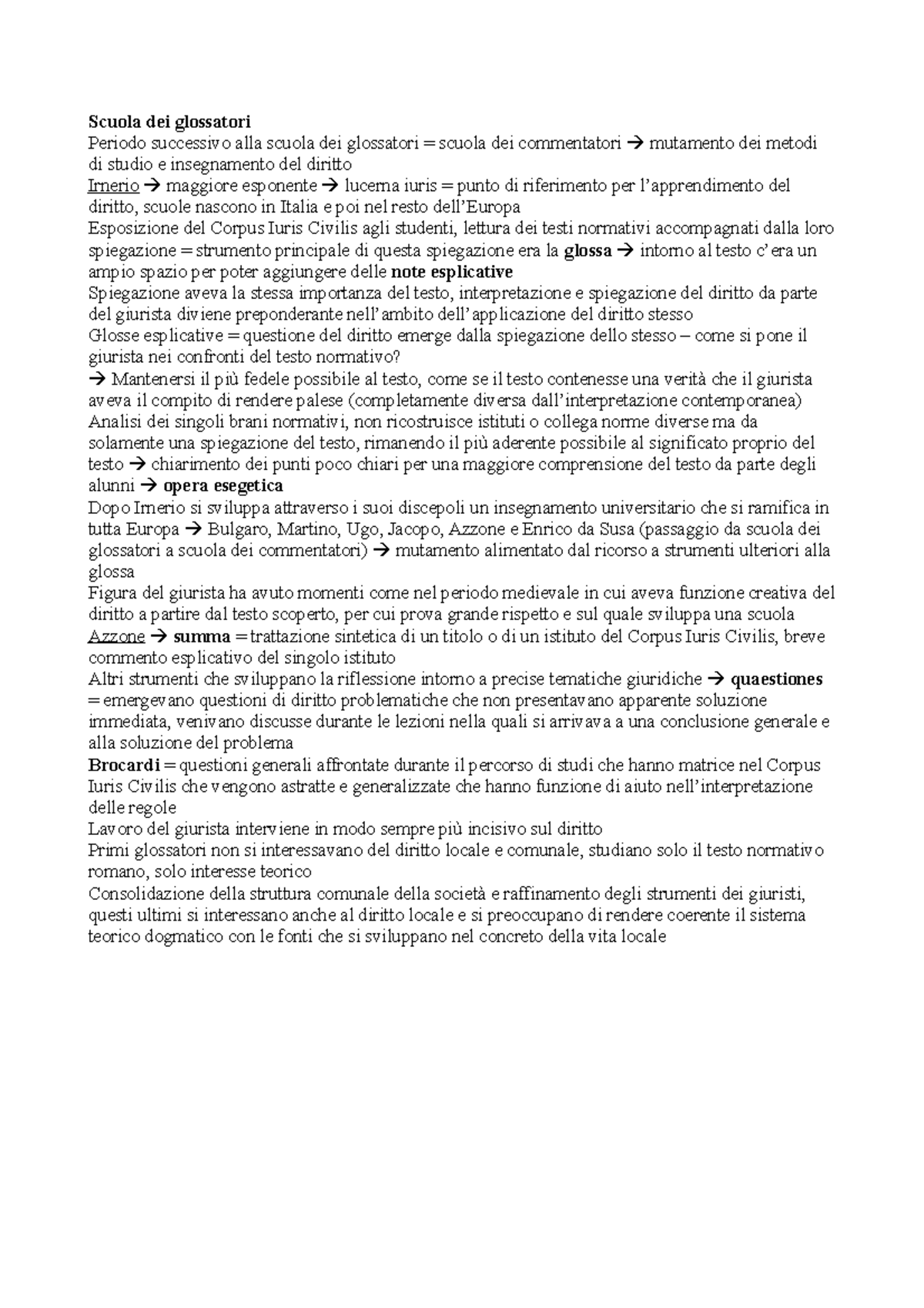 Scuola dei glossatori Studocu