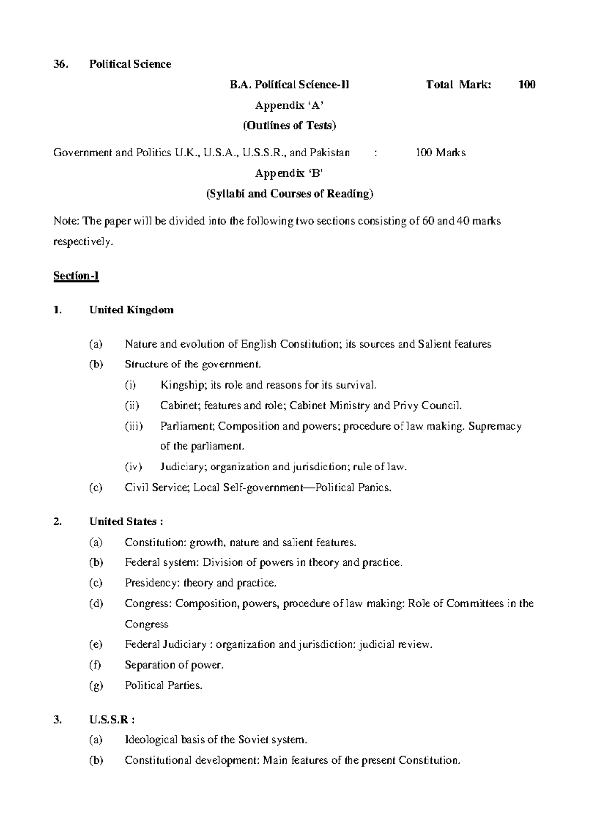 Political-Science-II - Political Science B. Political Science-II Total ...