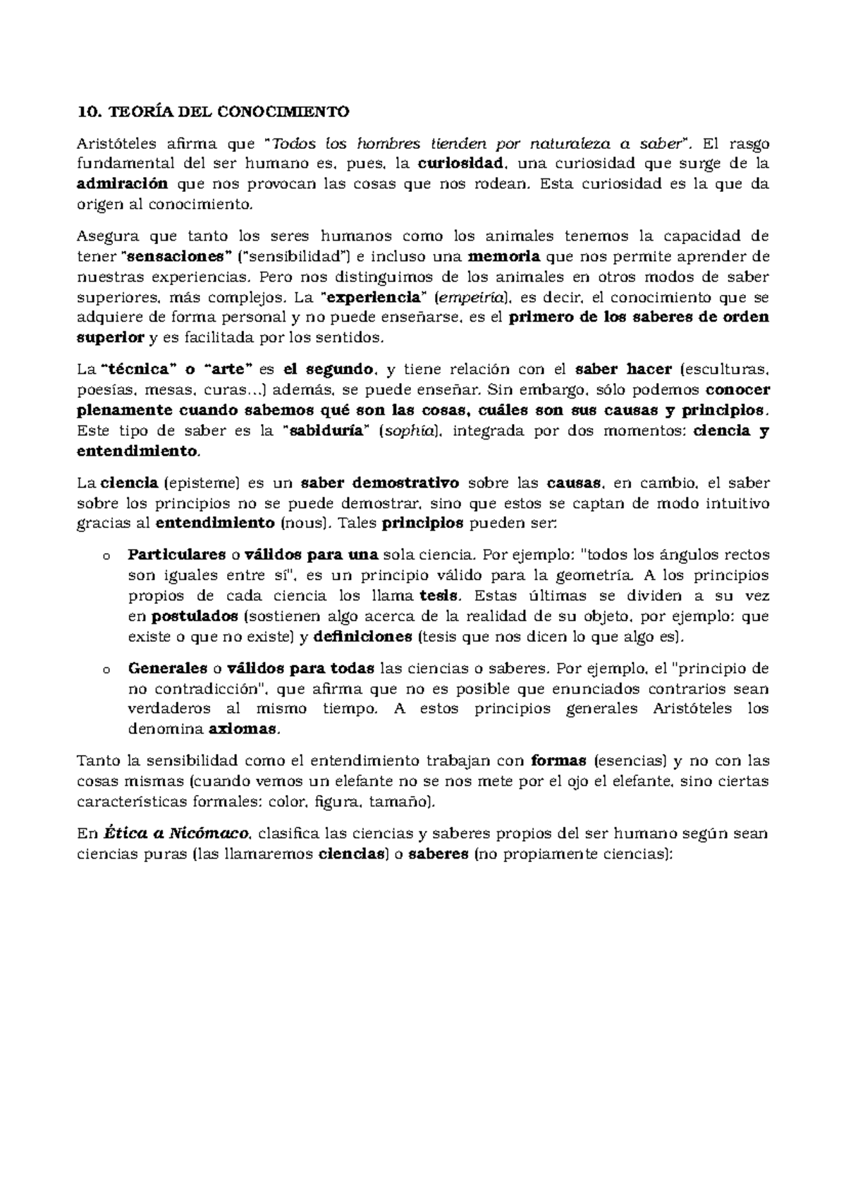 Teoria Del Conocimiento Aristóteles 10 TeorÍa Del Conocimiento