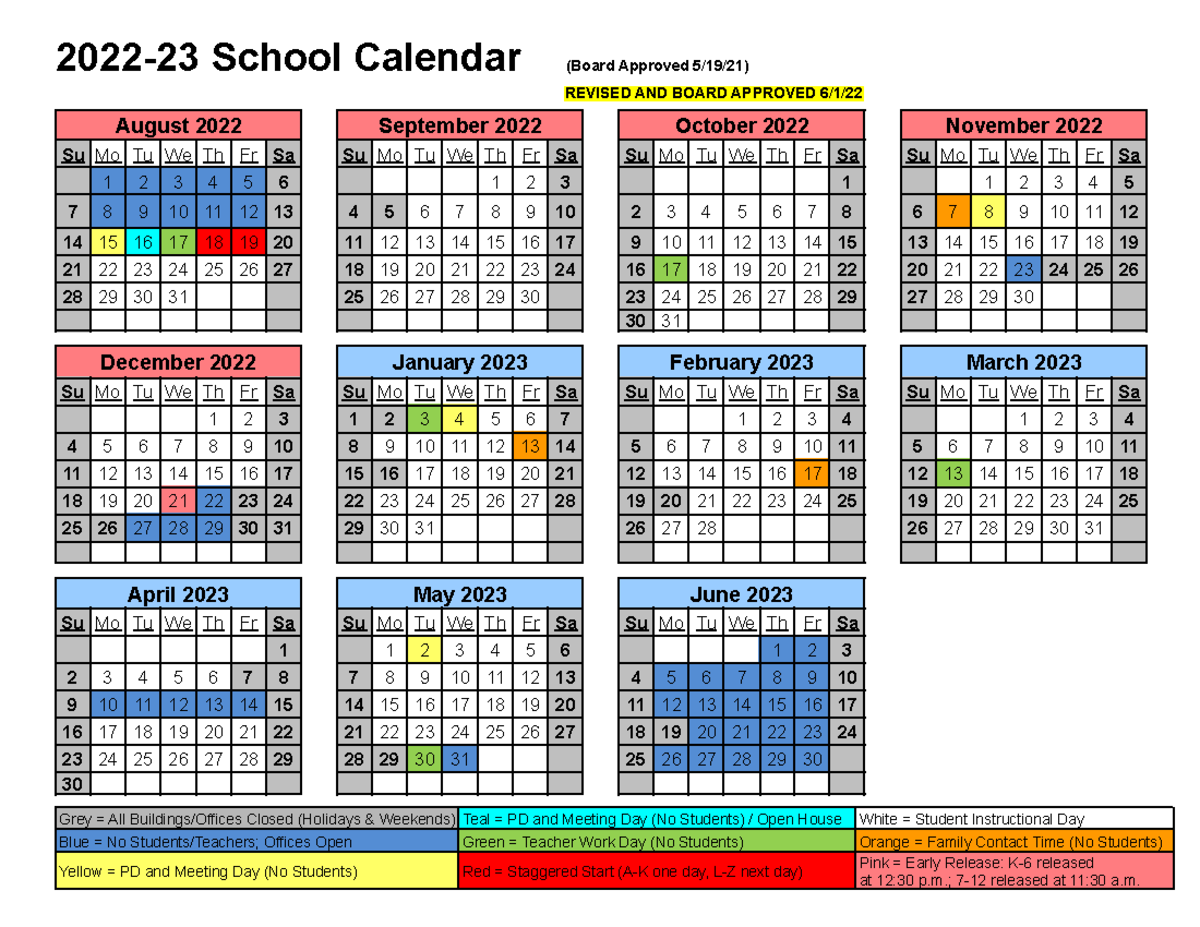 2022-23 Final Revised and Approved 6 - 2022-23 School Calendar (Board ...