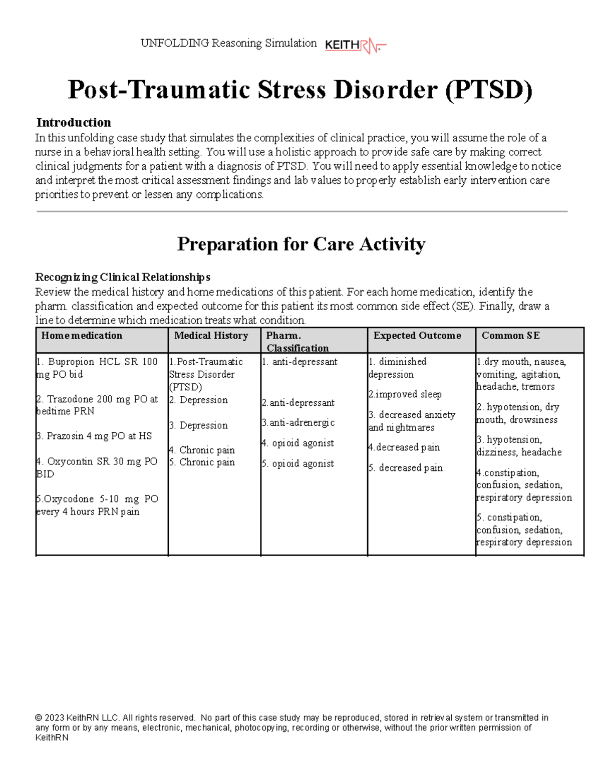 PTSD Worksheet - Post-Traumatic Stress Disorder (PTSD) Introduction In