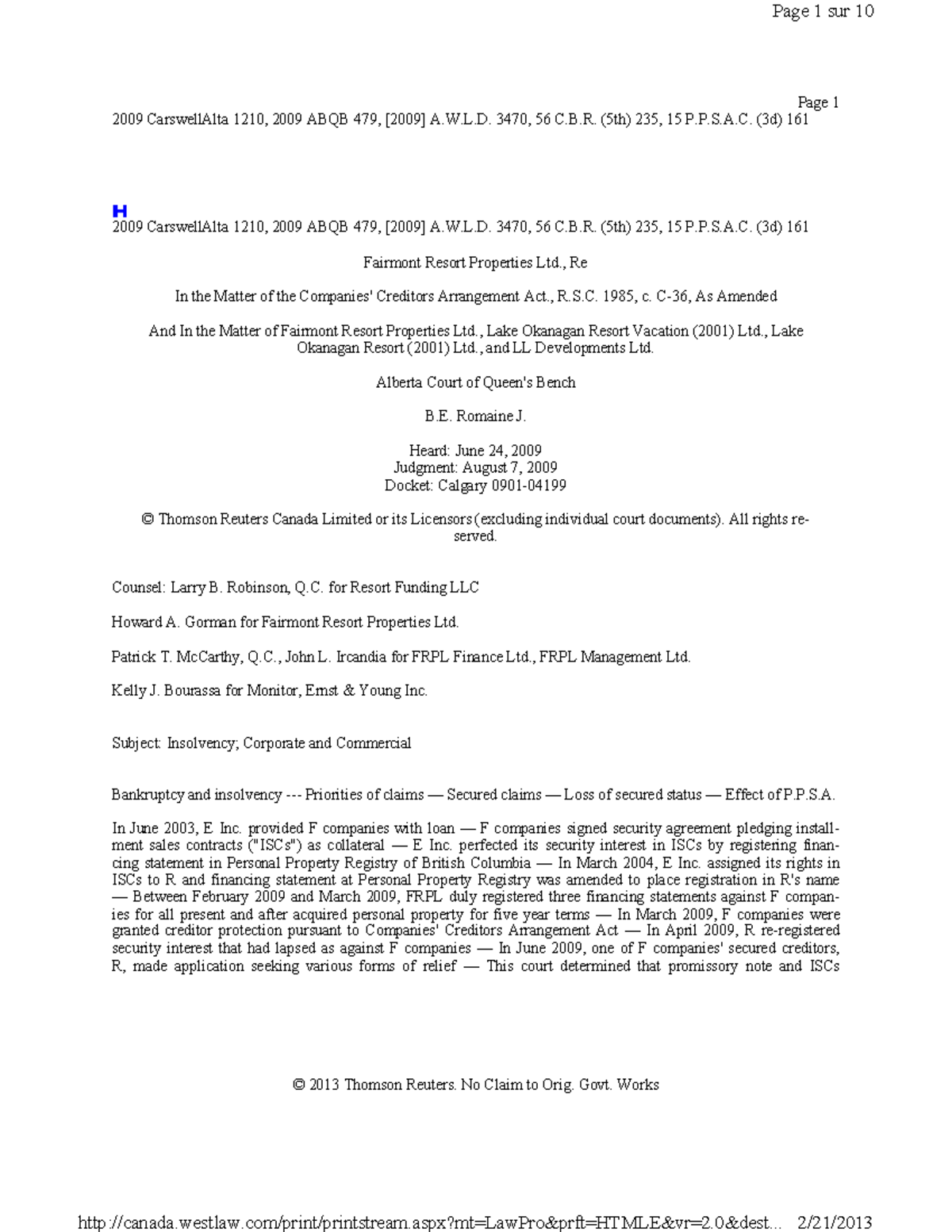 Classification Chattel Paper or InstrumentFairmount Hotels Page 1