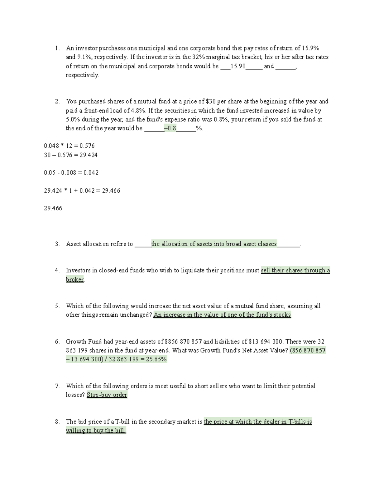 MCQs Multiple Choice Questions An investor purchases one municipal