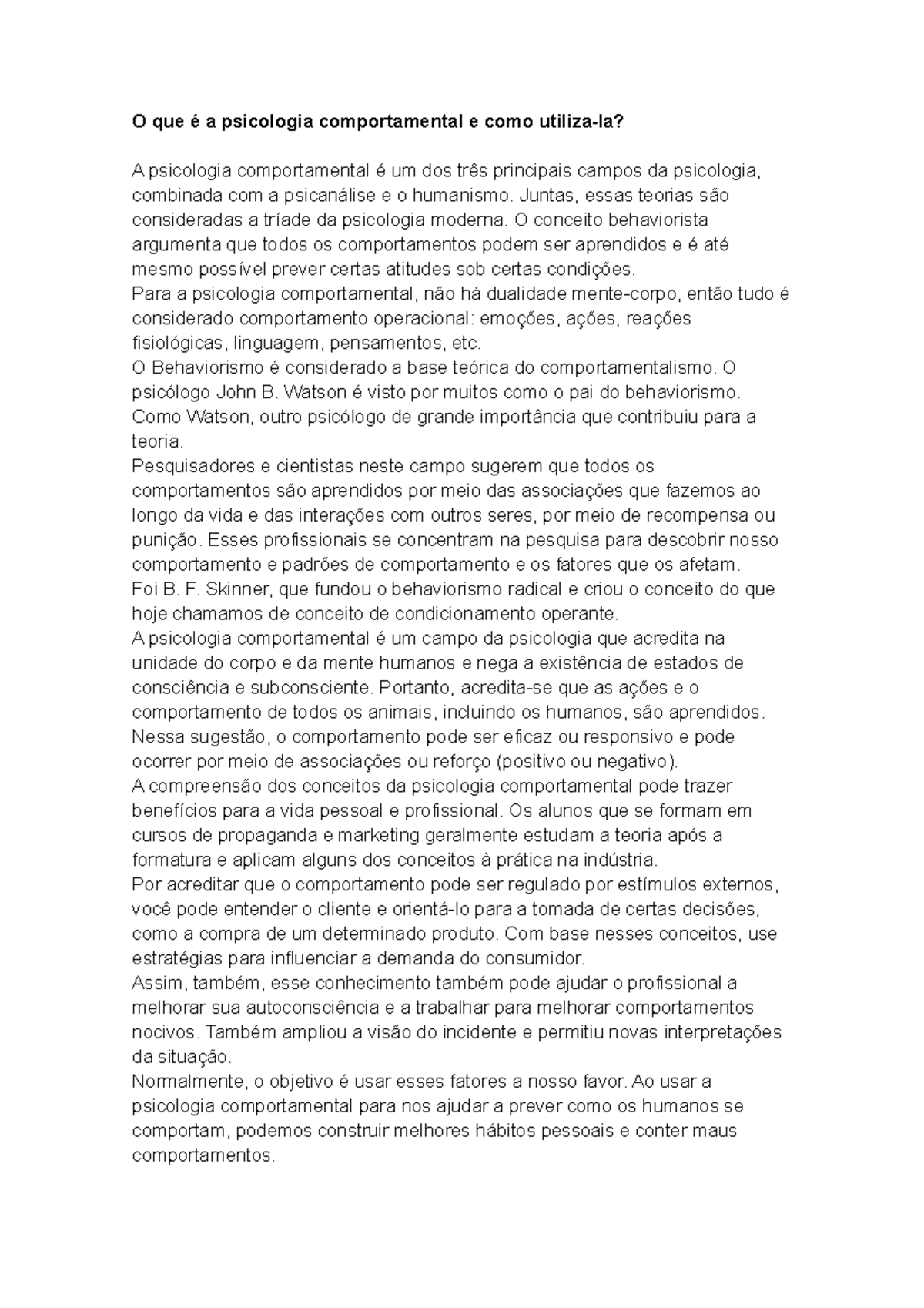 O que é a psicologia comportamental e como utiliza - Juntas, essas ...
