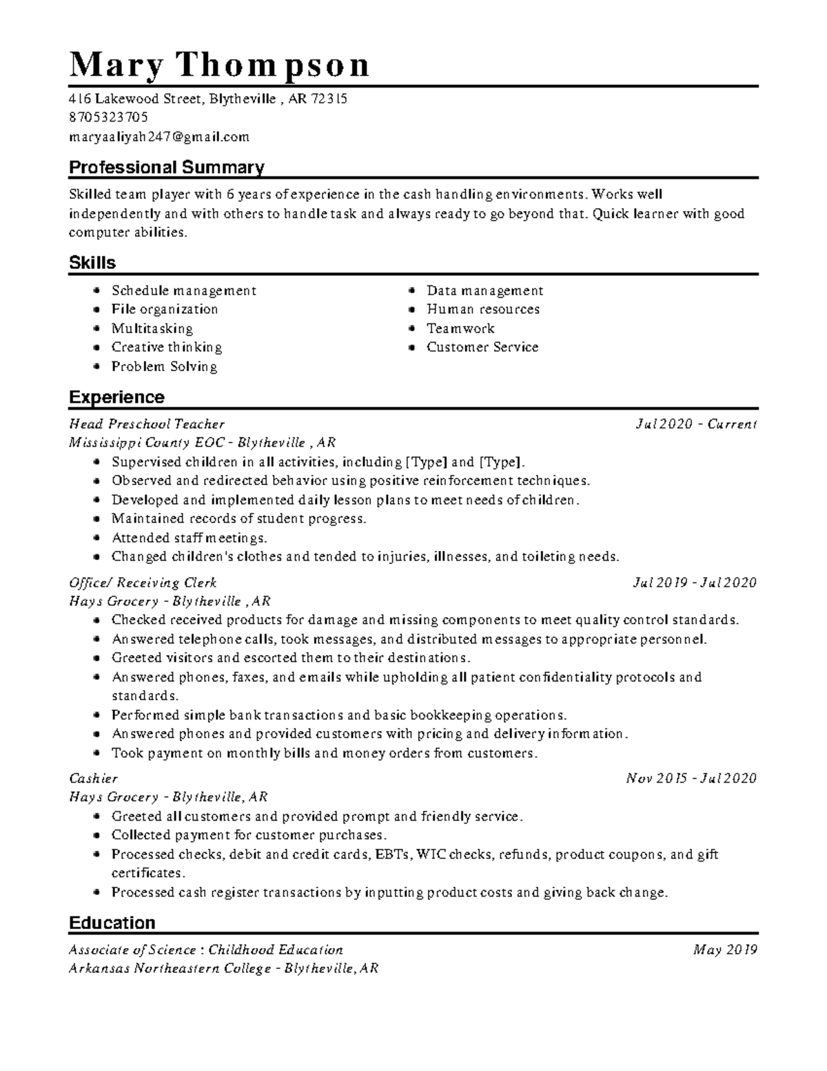 Resume 11 - easy pass - Ju l 20 20 - Cu rren t Ju l 20 19 - Ju l 20 20 ...