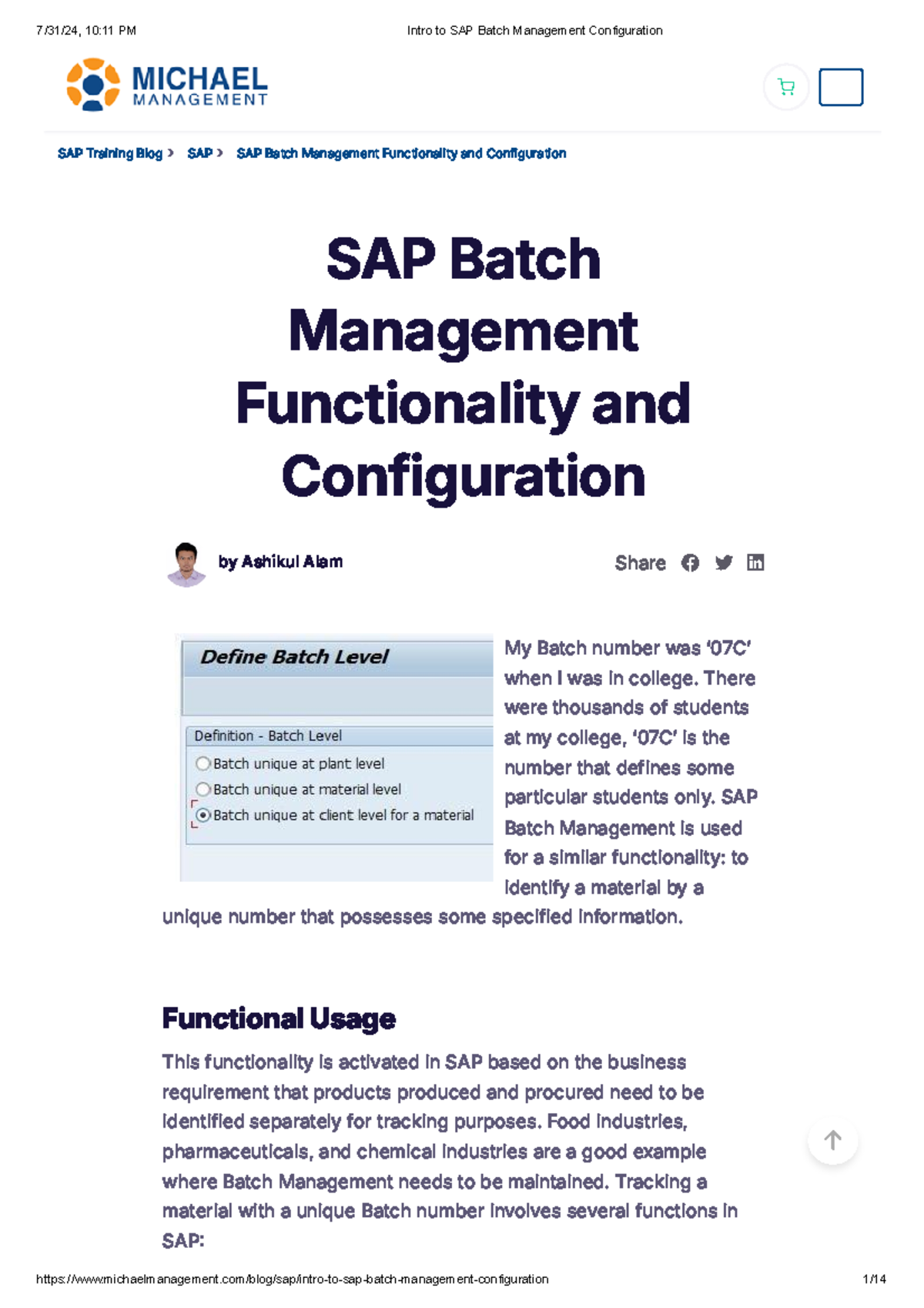 Intro to SAP Batch Management Configuration - SAP Training Blog › SAP ...