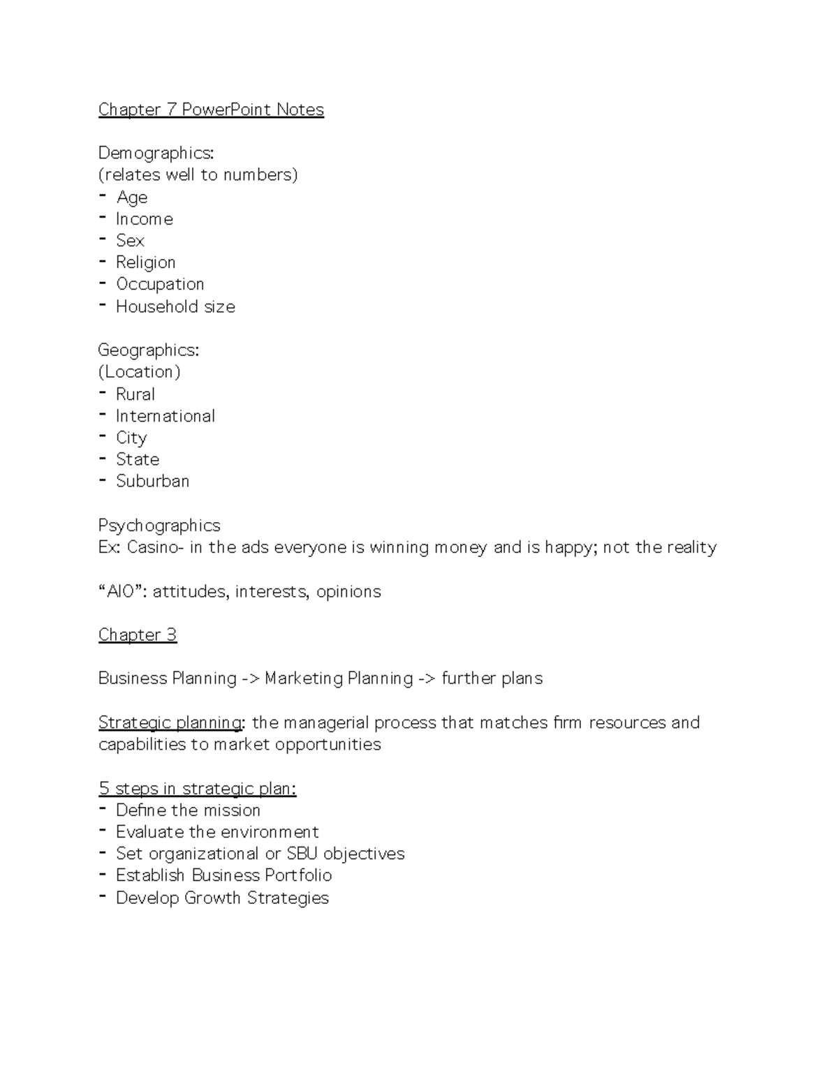 Principles of Marketing Lecture Notes - Chapter 7 PowerPoint Notes ...