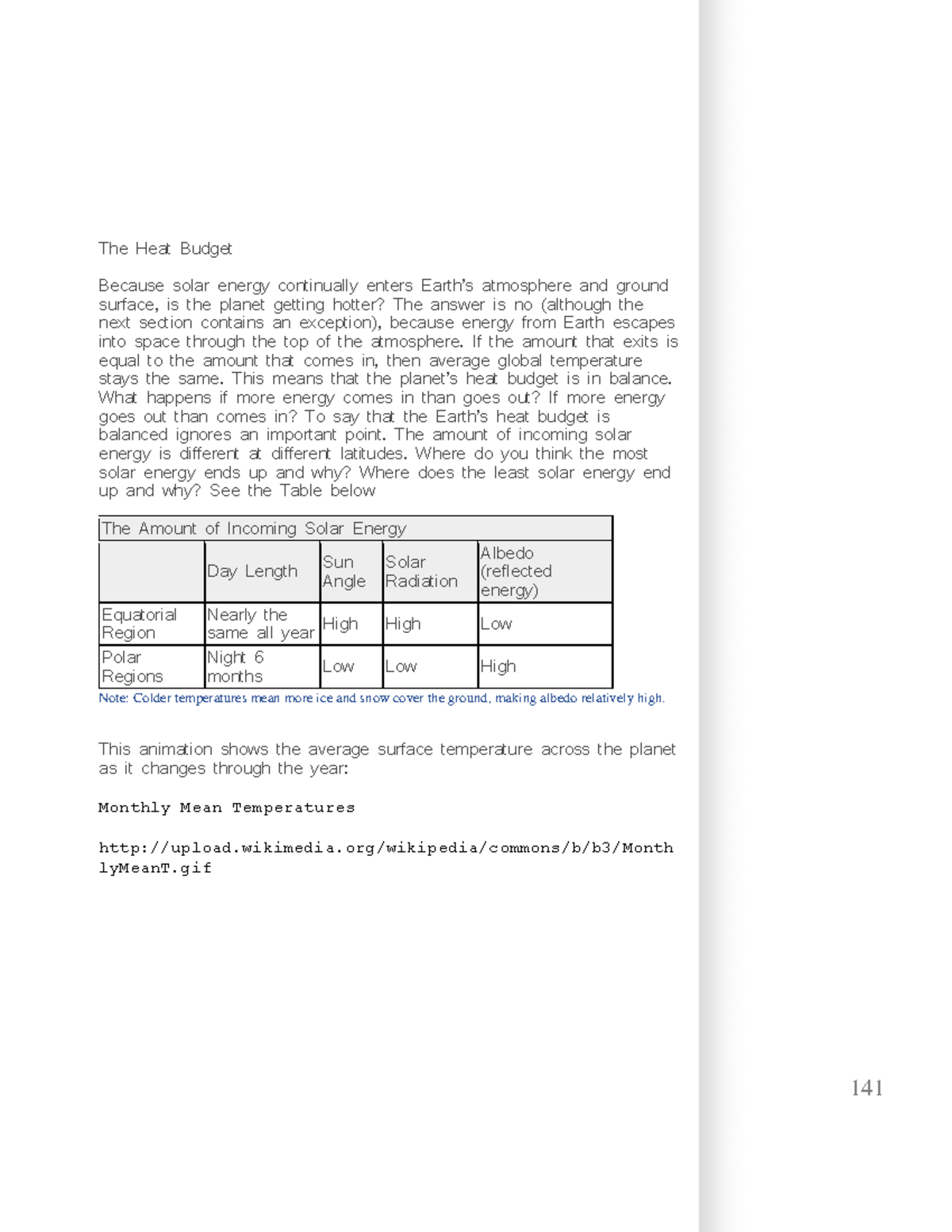 Earth Science (15) - The Heat Budget Because solar energy continually ...
