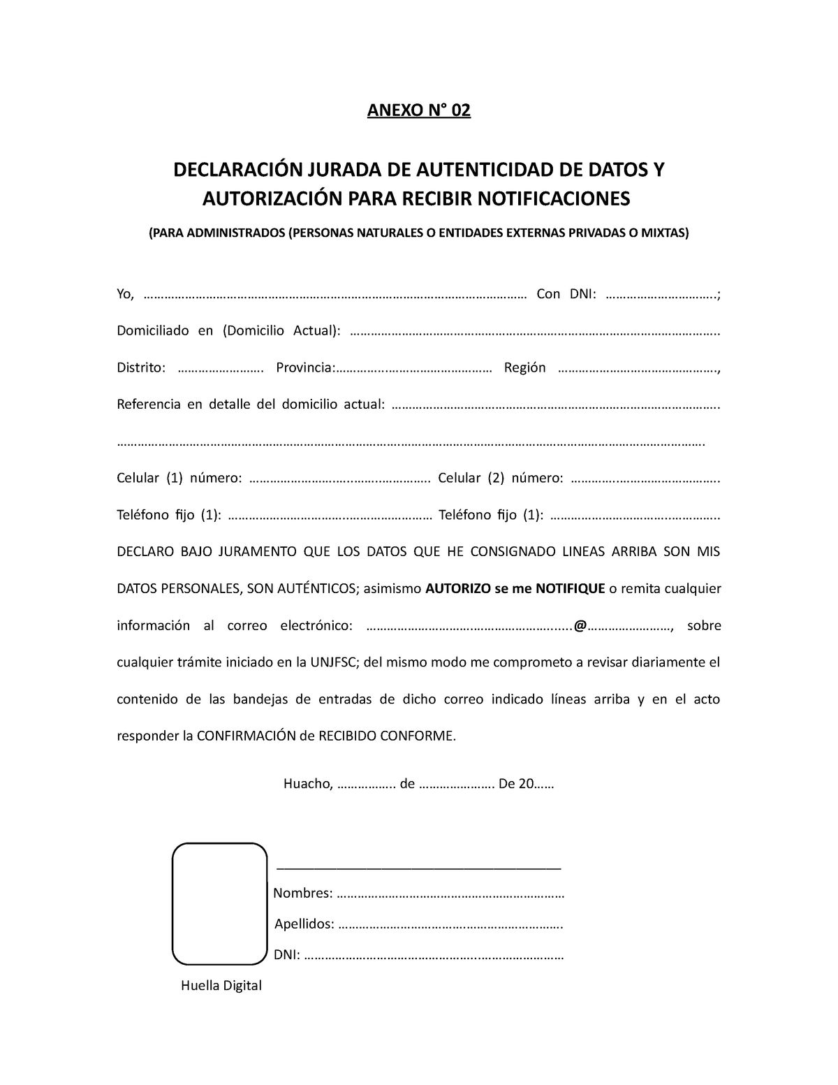 Declaracion Jurada D Autenticidad D Datos 5541