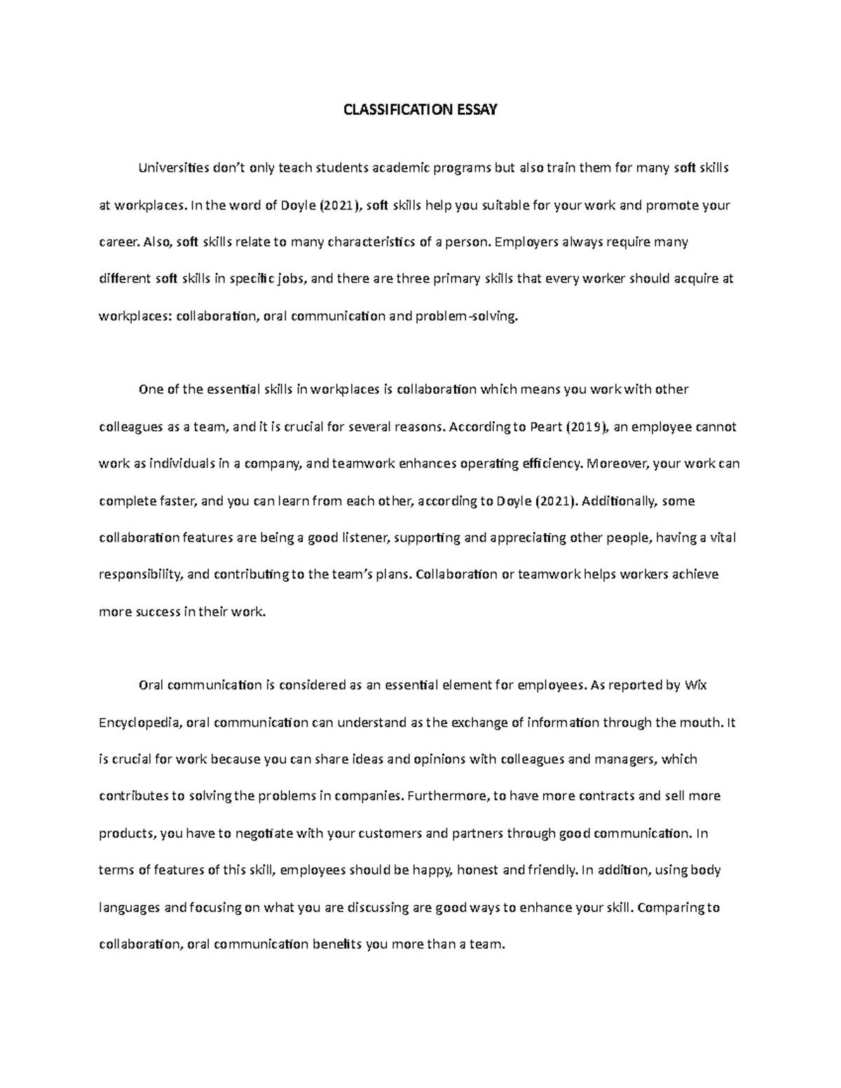 classification essay about universities