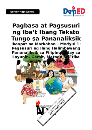 Ppittp-Q4 Module 3 - Pagbasa At Pagsusuri Sa Iba’t Ibang Teksto Tungo ...