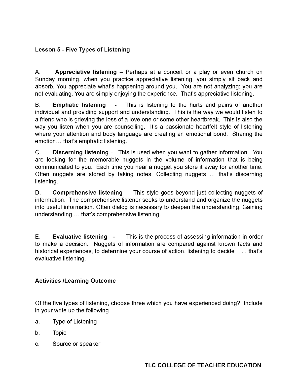 lesson-5-lesson-5-five-types-of-listening-a-appreciative-listening