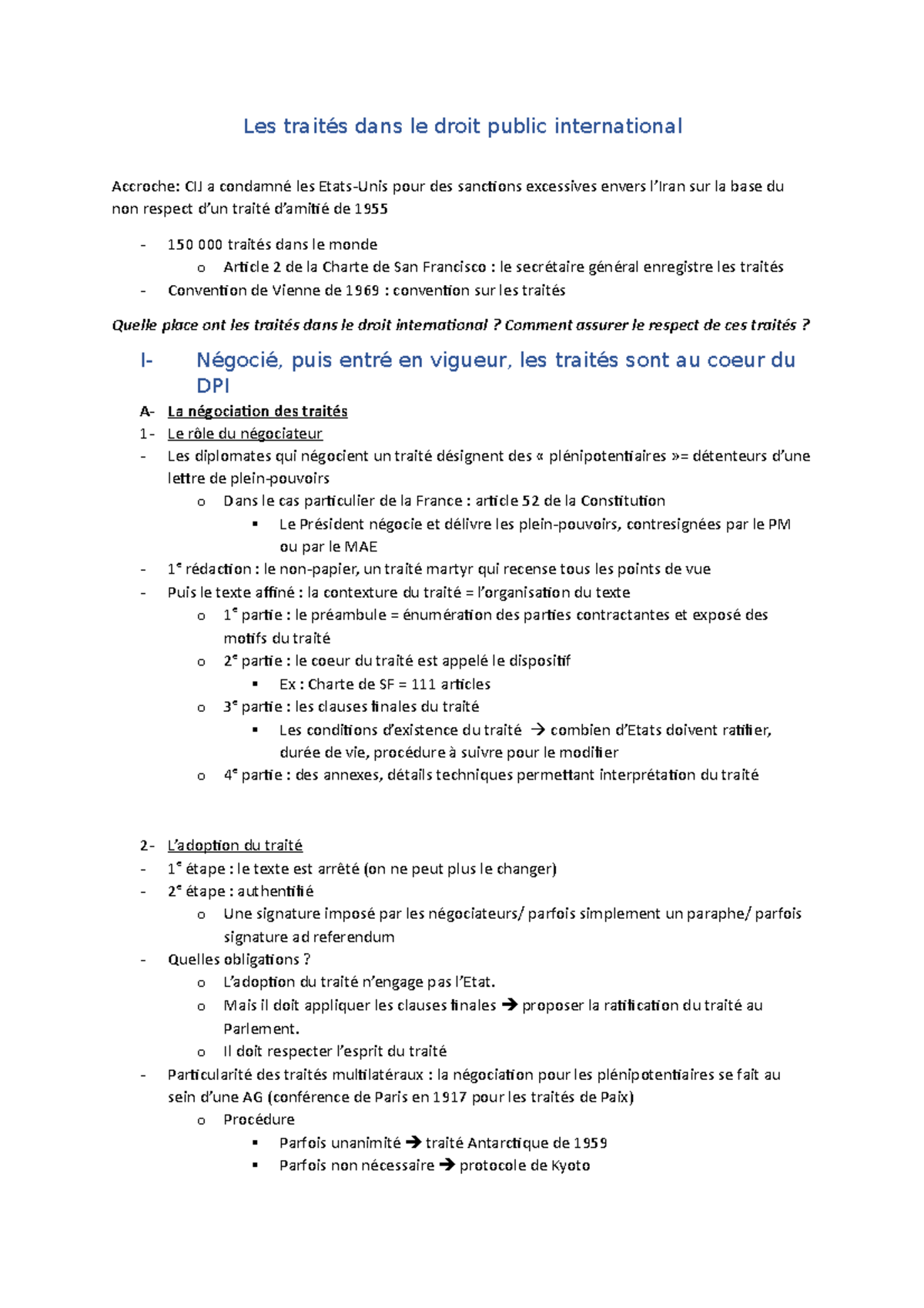 1. Les traités l La coutume - Les traités dans le droit public ...