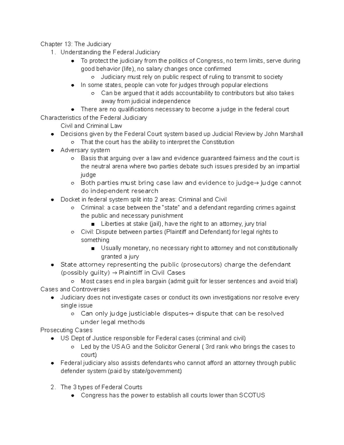 Chapter 13 The Judiciary Chapter 13 The Judiciary 1. Understanding
