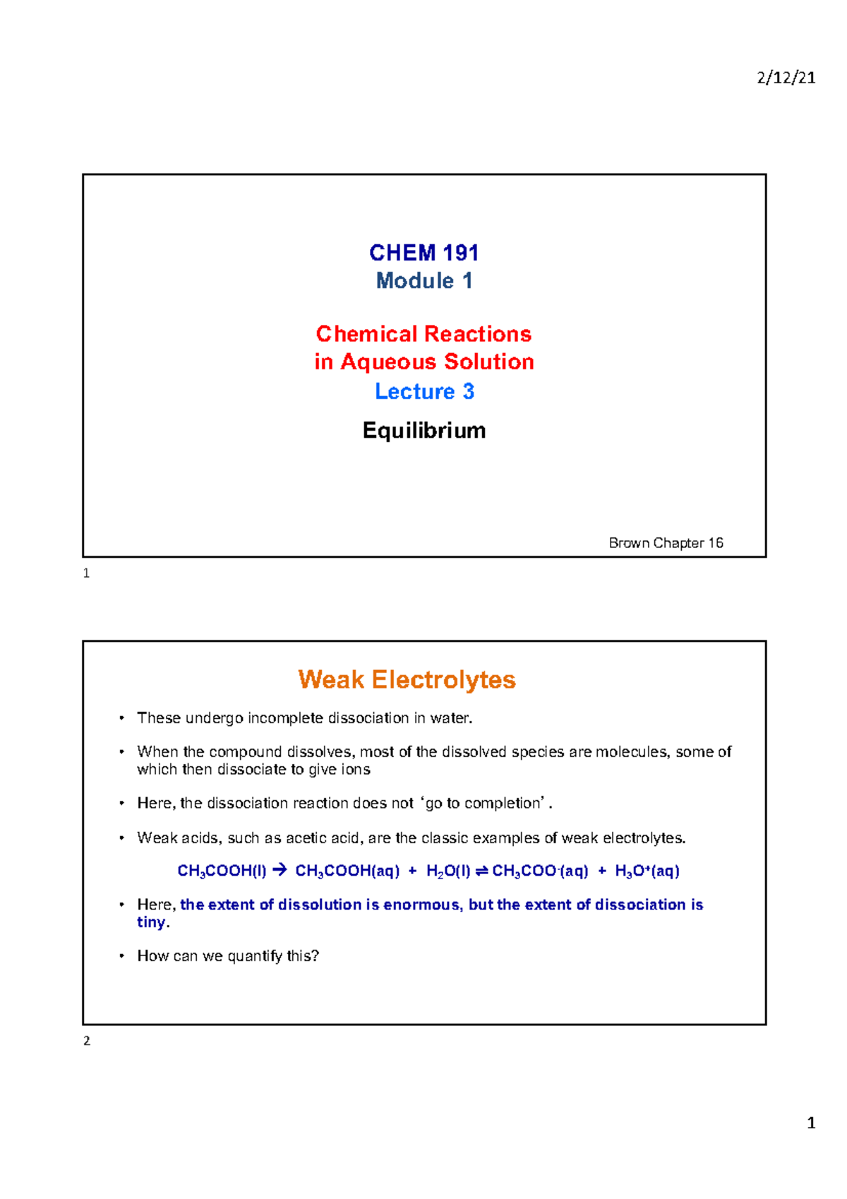 Lecture 3 Module 1 Lecture 3 2021 - CHEM 191 Module 1 Chemical ...