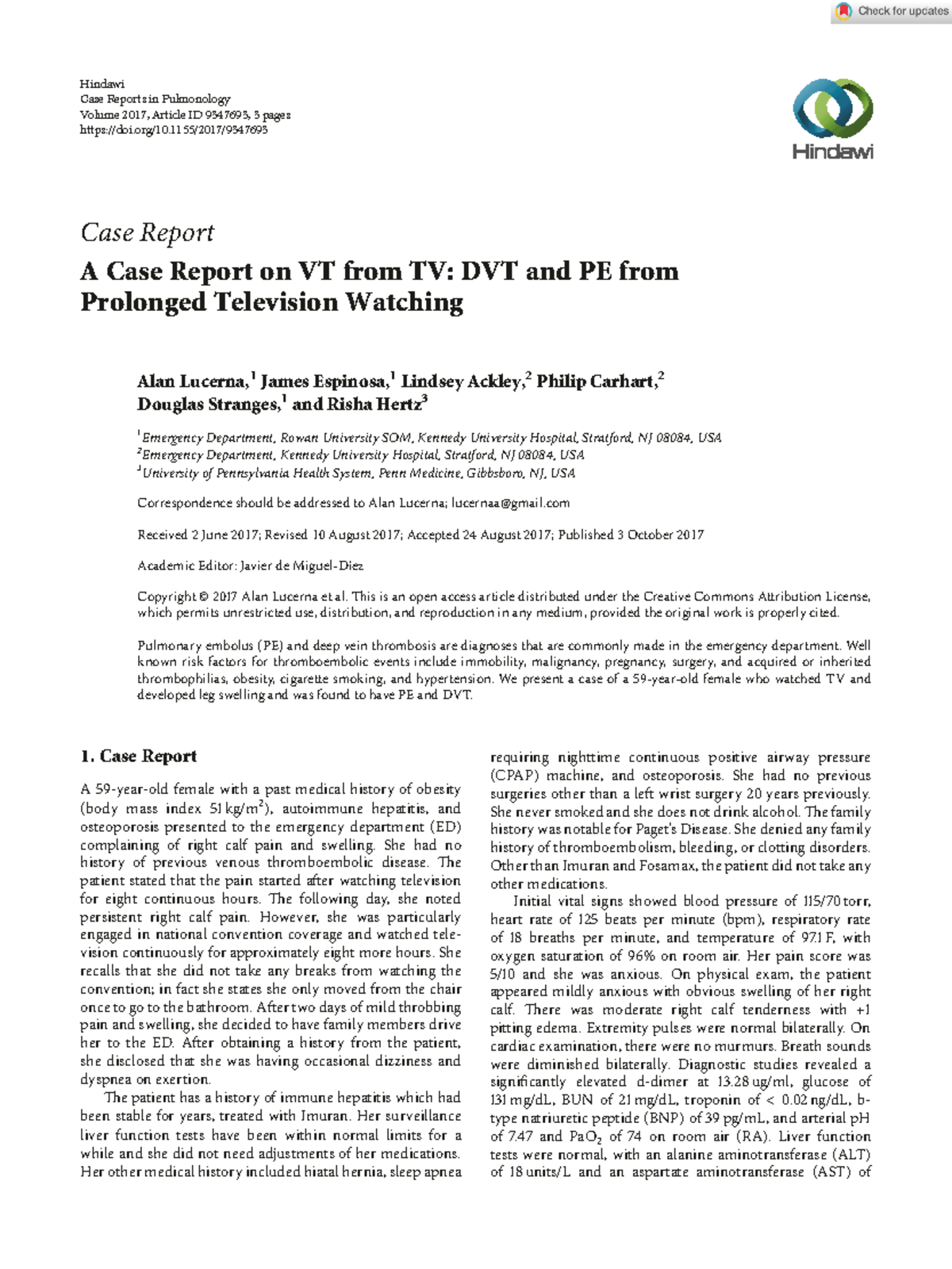 Case Reports in Pulmonology - 2017 - Lucerna - A Case Report on VT from ...
