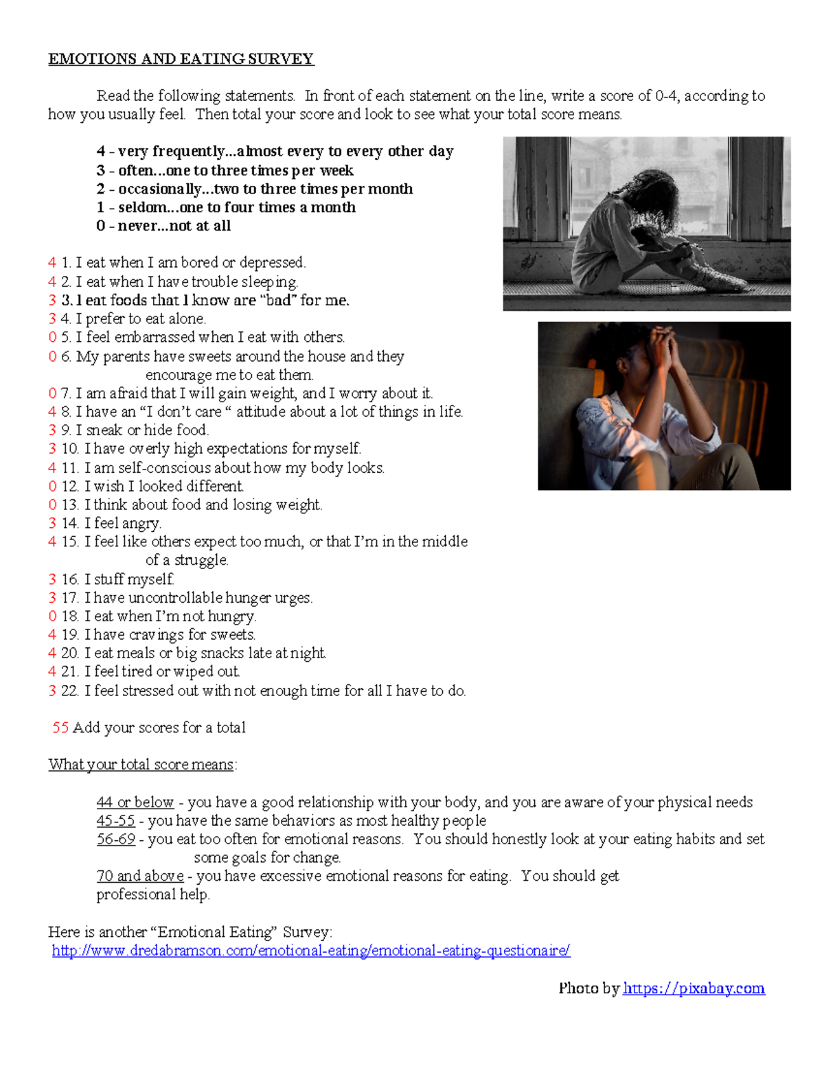 Emotional Eating Survey+ - EMOTIONS AND EATING SURVEY Read the ...