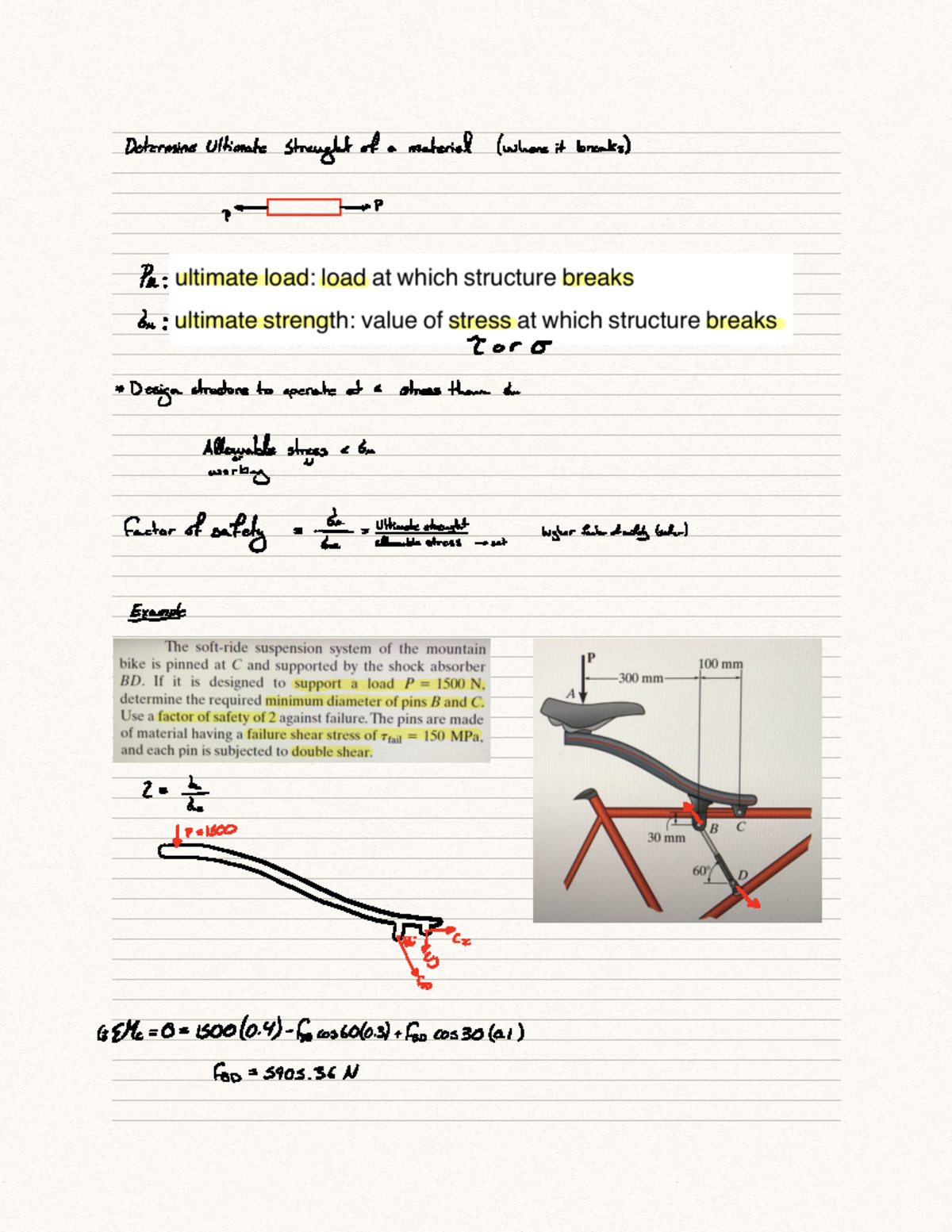 safety factor in design considerations DetermineUltimate Straight of