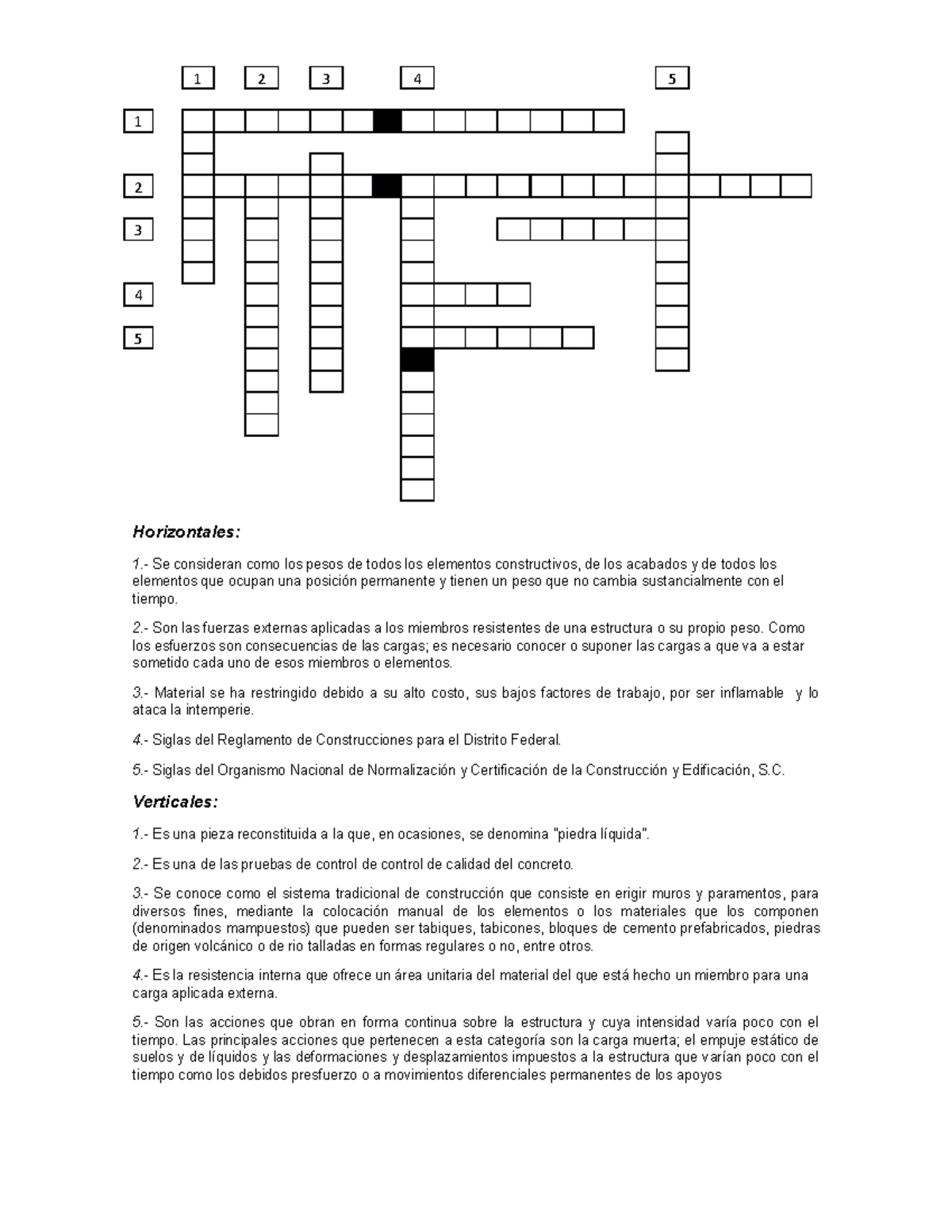 Crucigrama De 15 Preguntas Verticales Y 15 Preguntas Horizontales 1 2