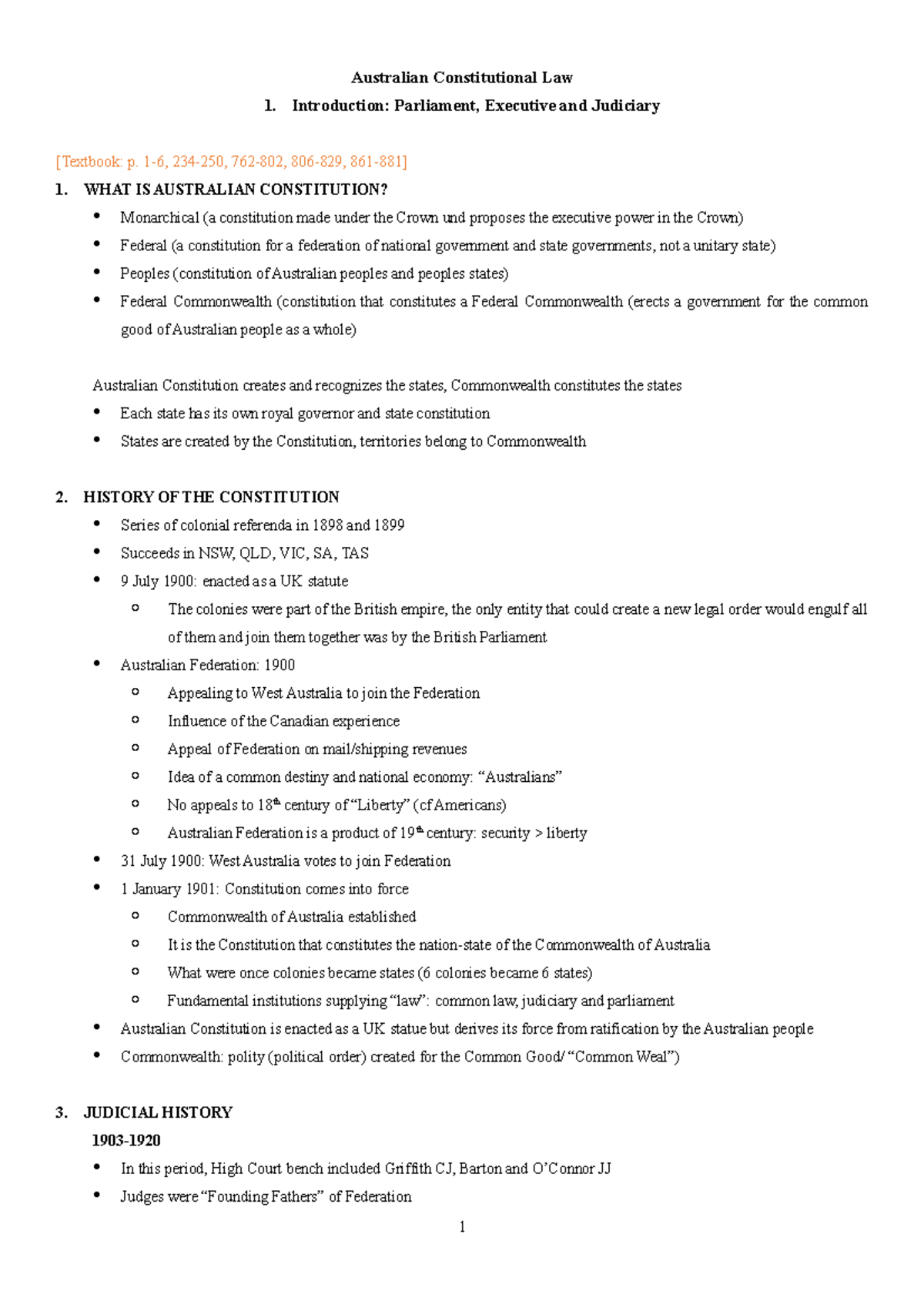 Topic 1 - Notes - Australian Constitutional law - Australian ...