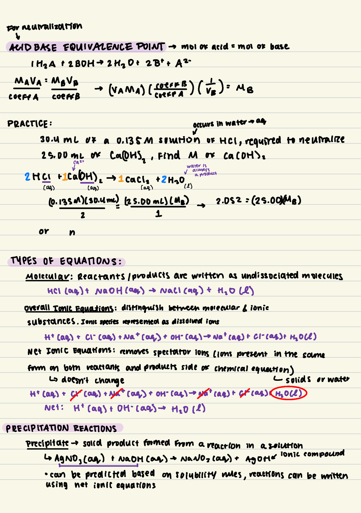 CHEM 104 unit 4 - For neutralization lv ACID BASE EQUIVALENCEPOINT ³ ...