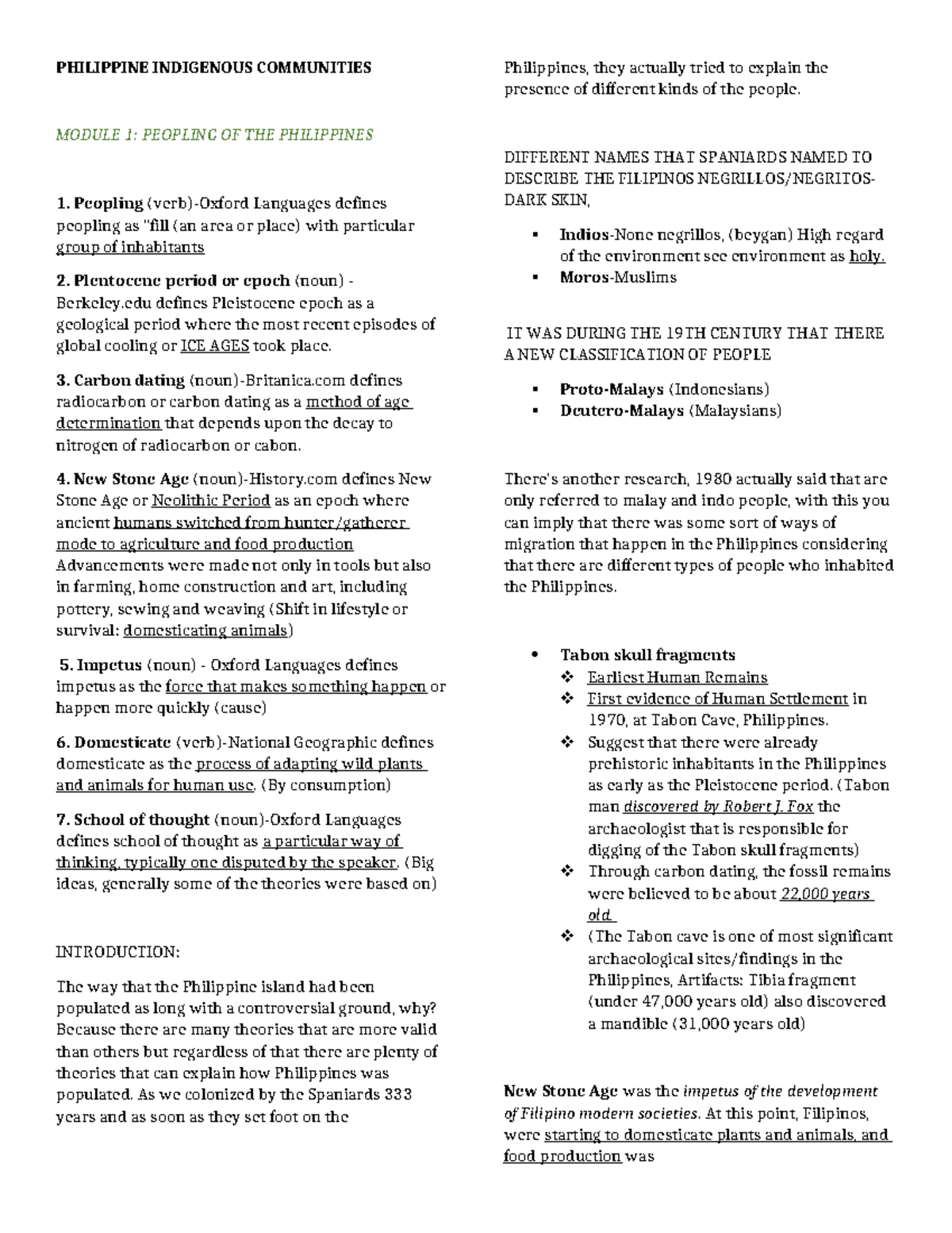 Philippine Indigenous Communities reviewer - PHILIPPINE INDIGENOUS ...