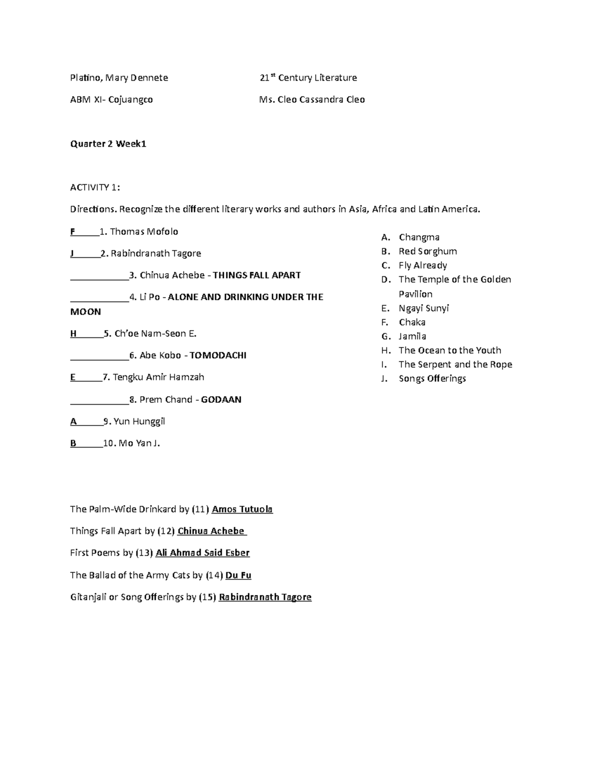 Clean copy for Oral Communication Quiz Grade 11
