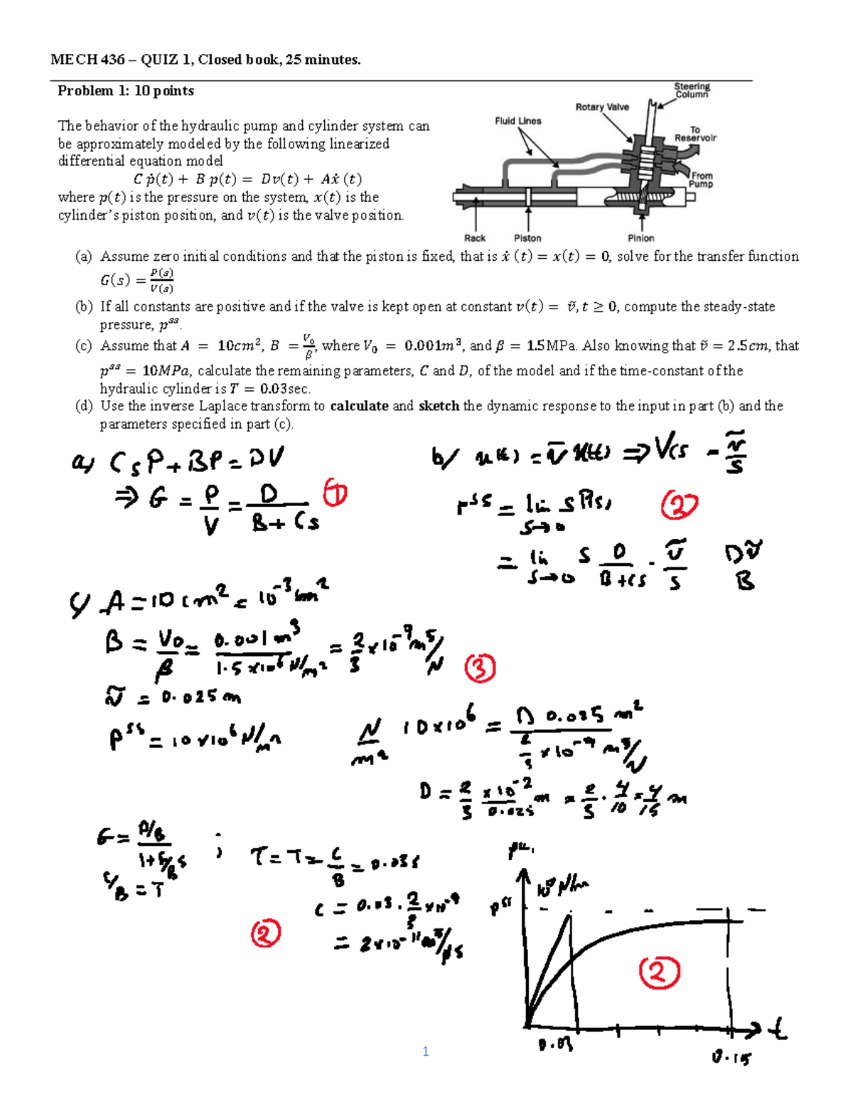 Quiz 1 March 2019, answers - MECH 436 – QUIZ 1, Closed book, 25 ...