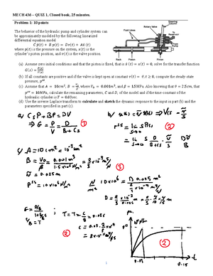 Quiz 1 March 2019, answers - MECH 436 – QUIZ 1, Closed book, 25 ...