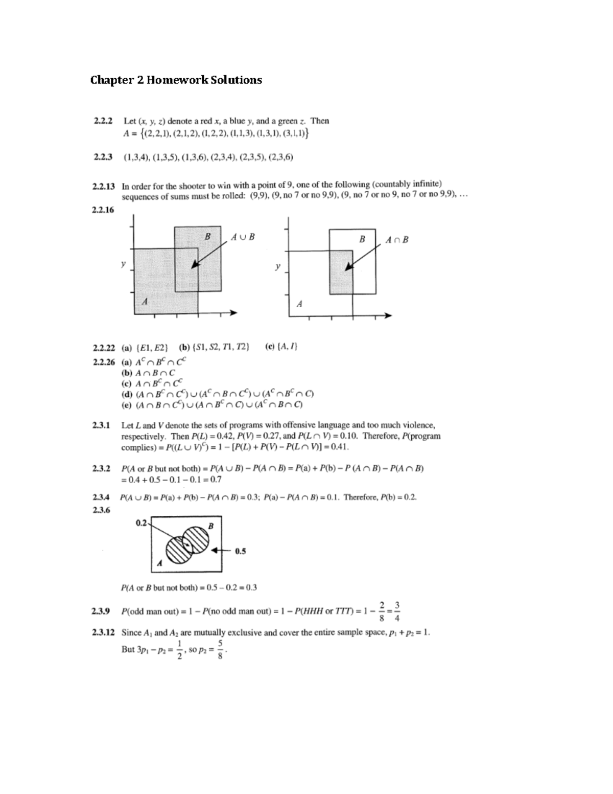 Ch.2 HW Solutions - Chapter 2 HW - Probability And Statistics - MATH ...